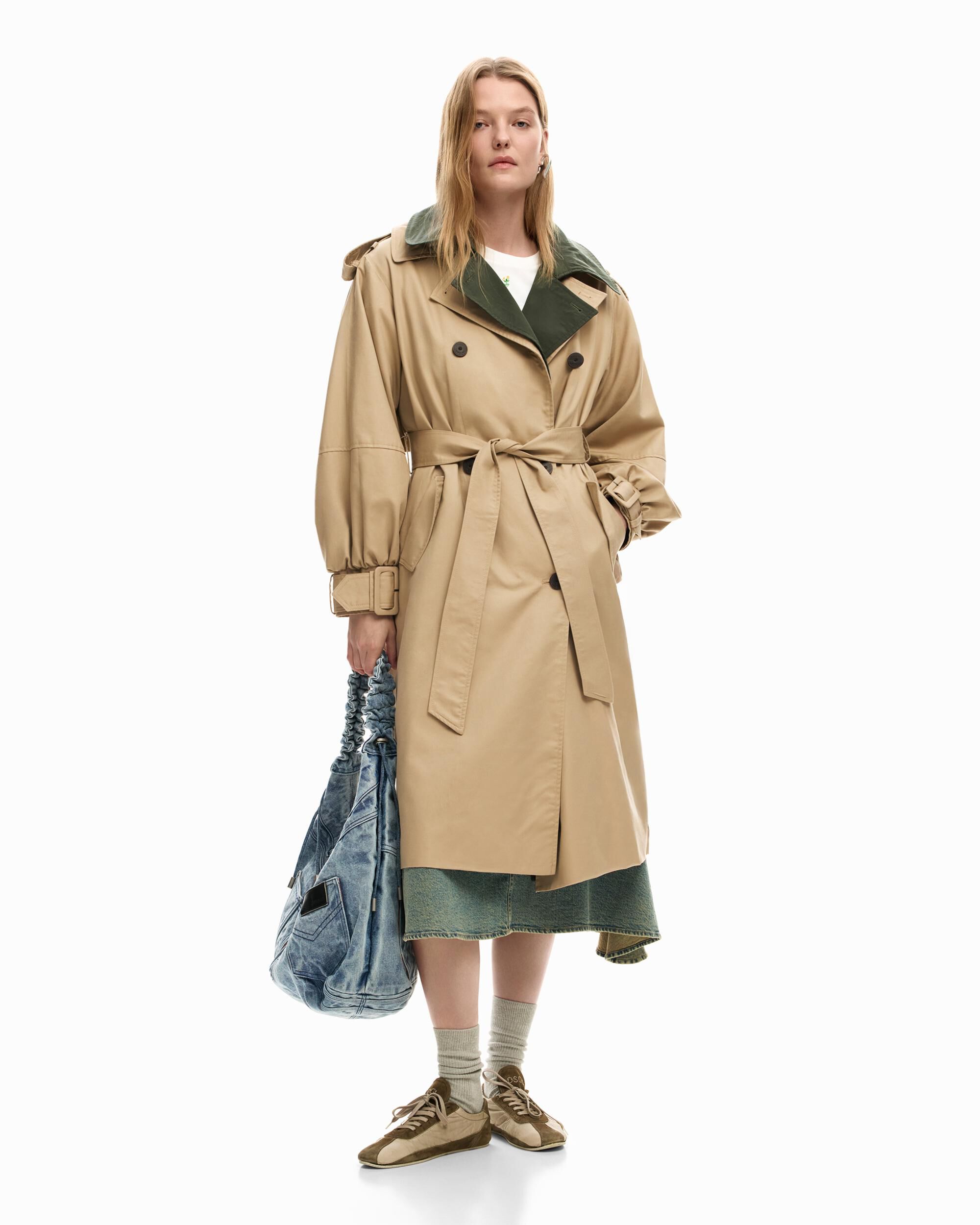 Desigual - Gabardina De Mujer Bicolor Desmontable.