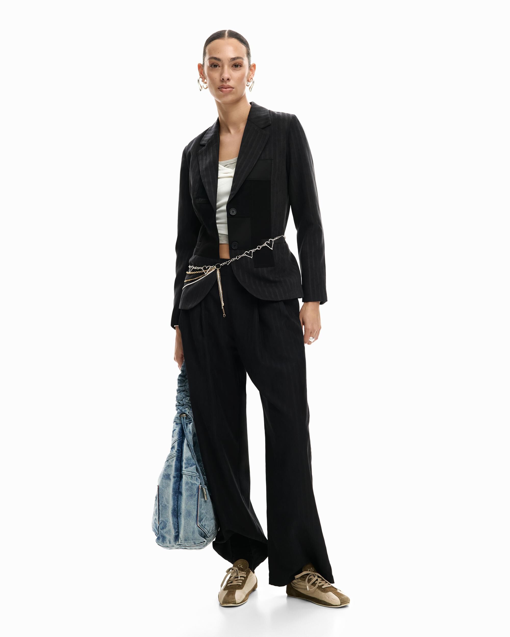 Desigual - Americana de mujer rayas patch.