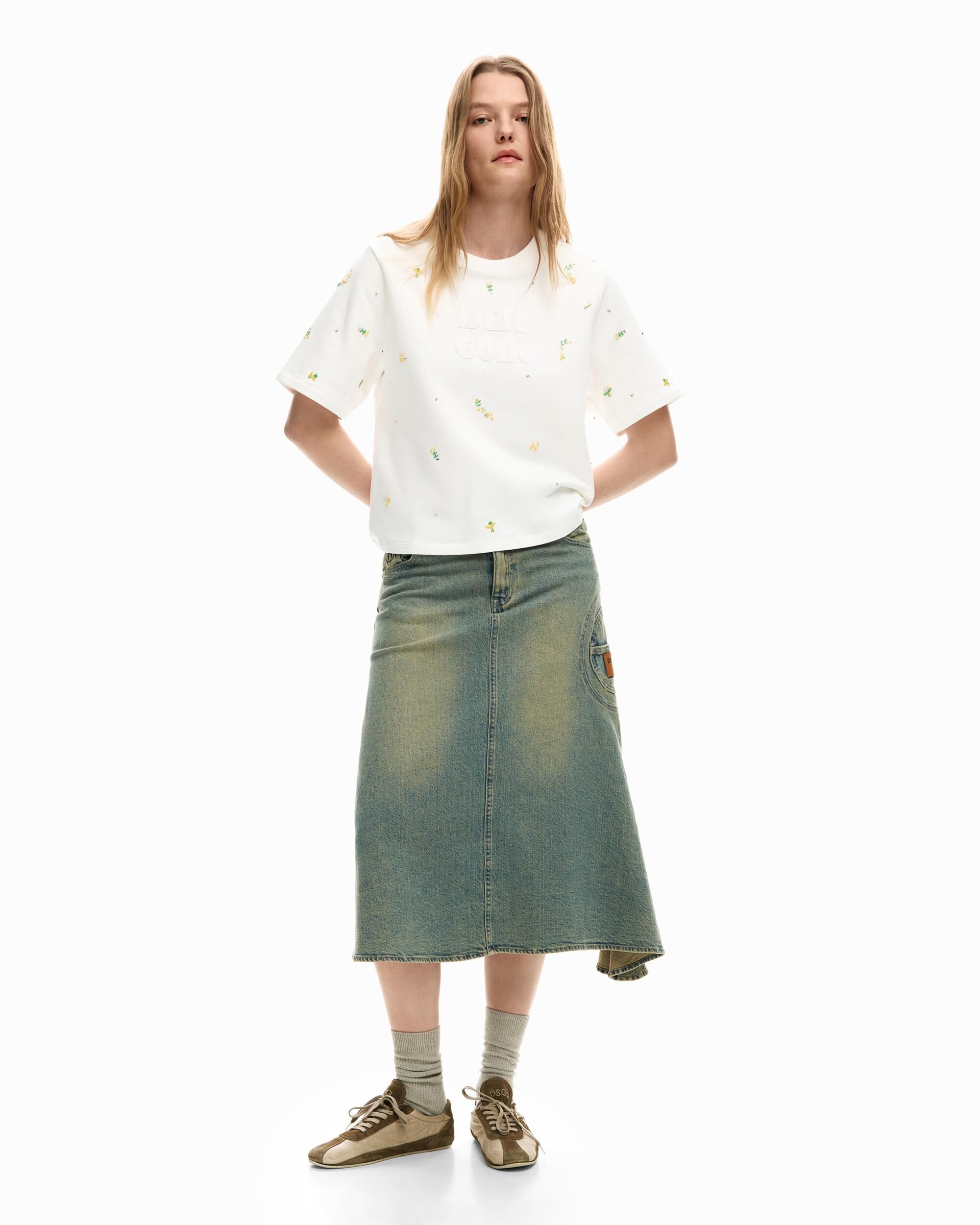 Desigual - Falda denim asimétrica.