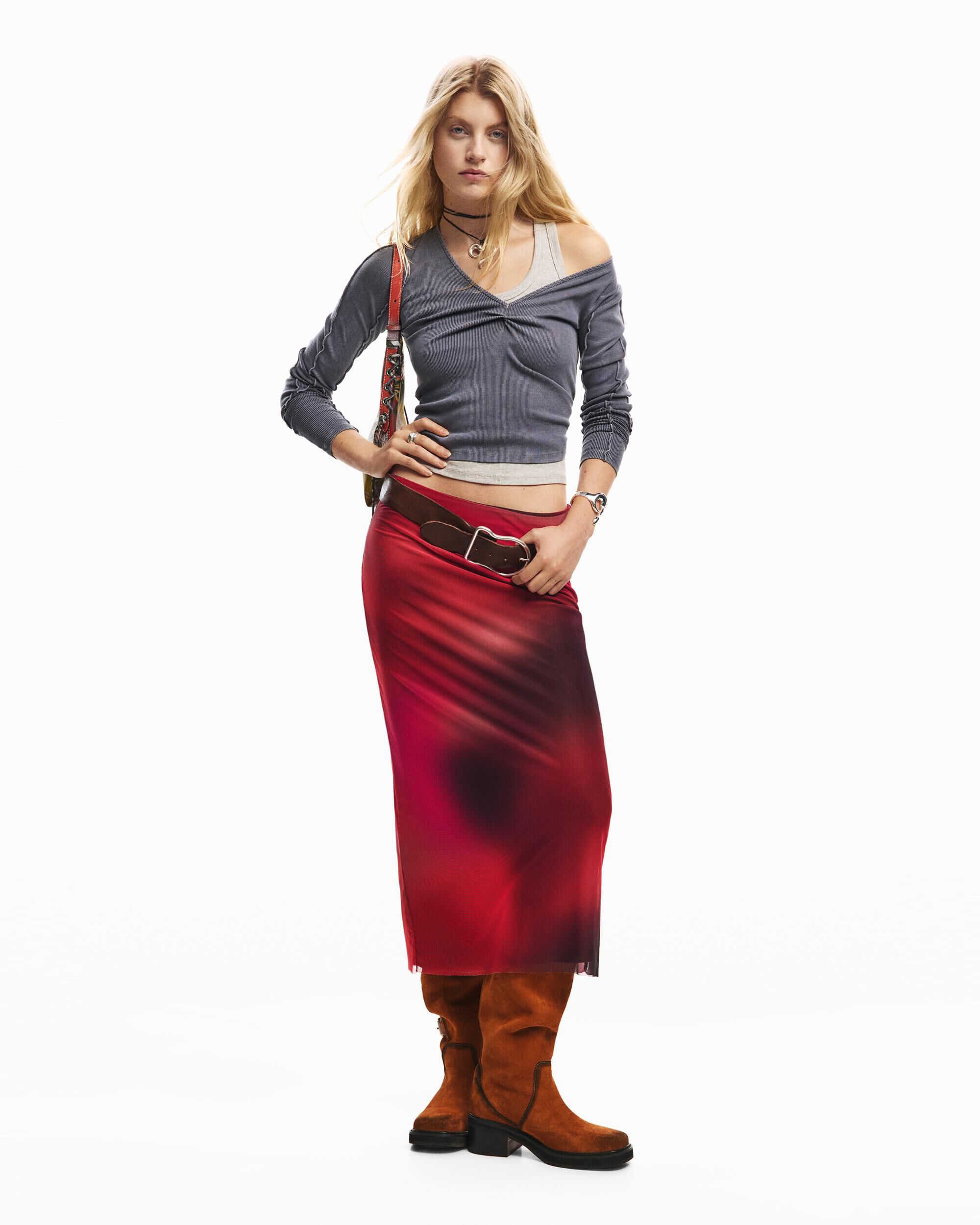 Desigual - Falda midi tul.