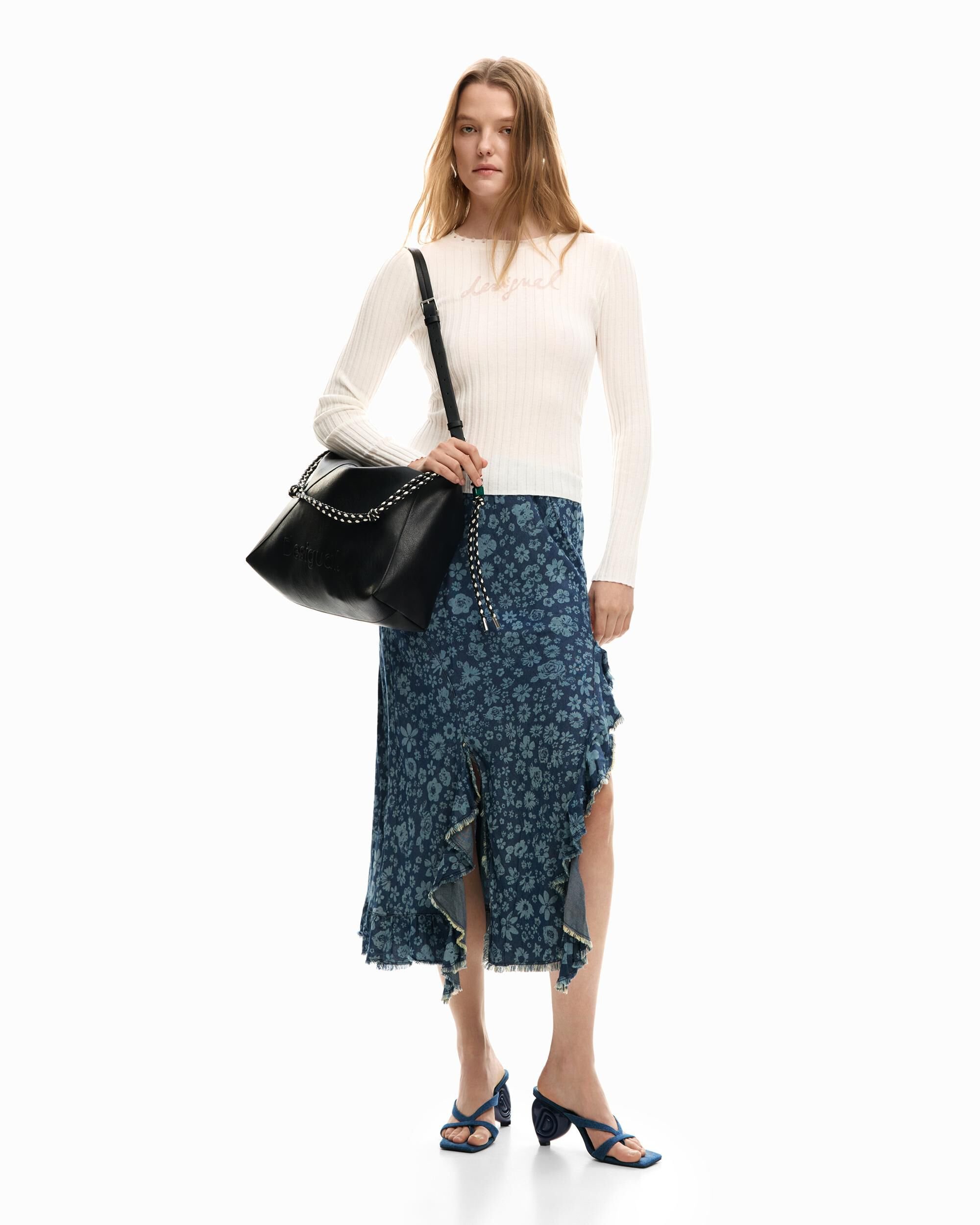 Desigual - Corta volantes denim.