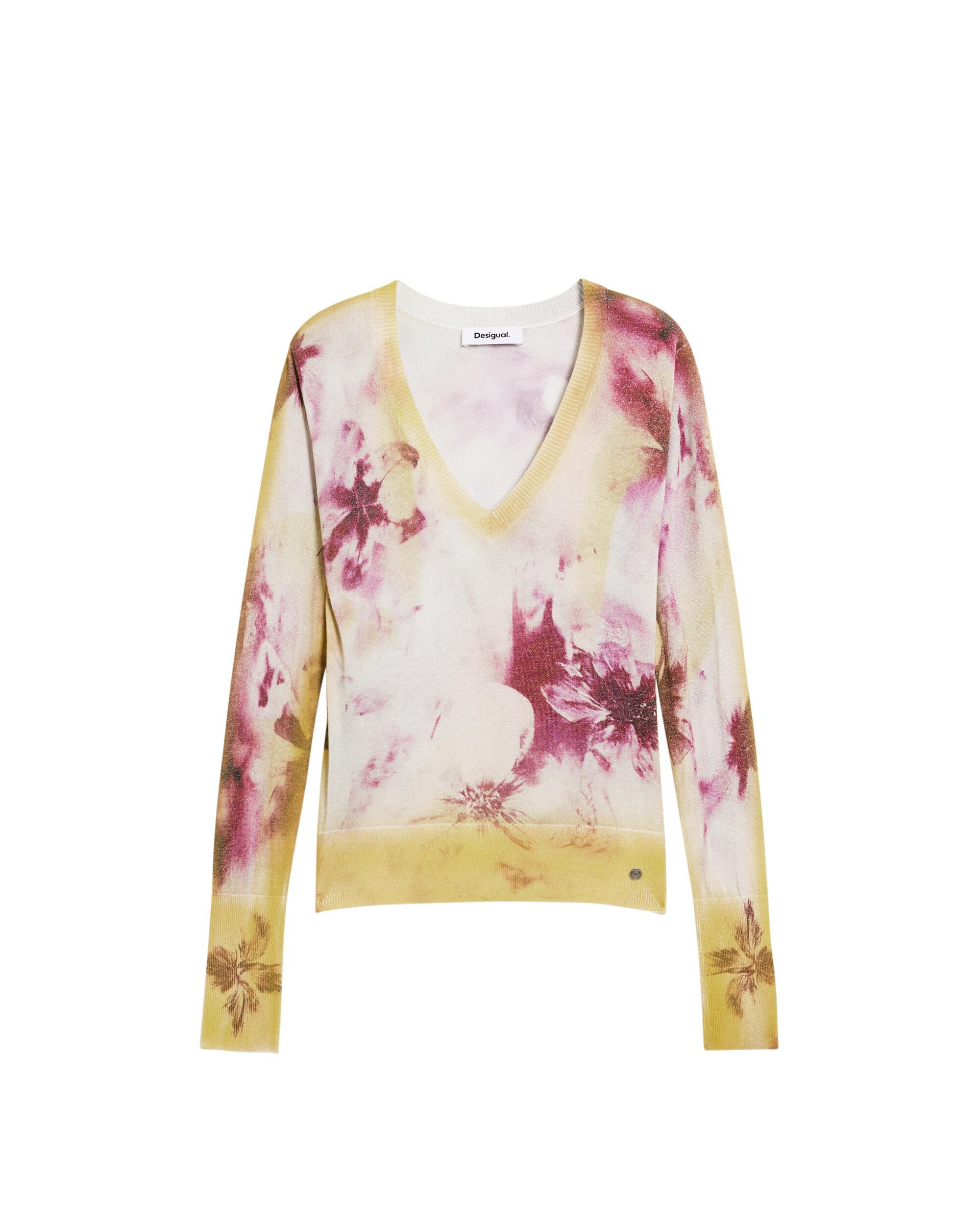 Jersey de mujer fino flores - Desigual - Rosa Rosa-6