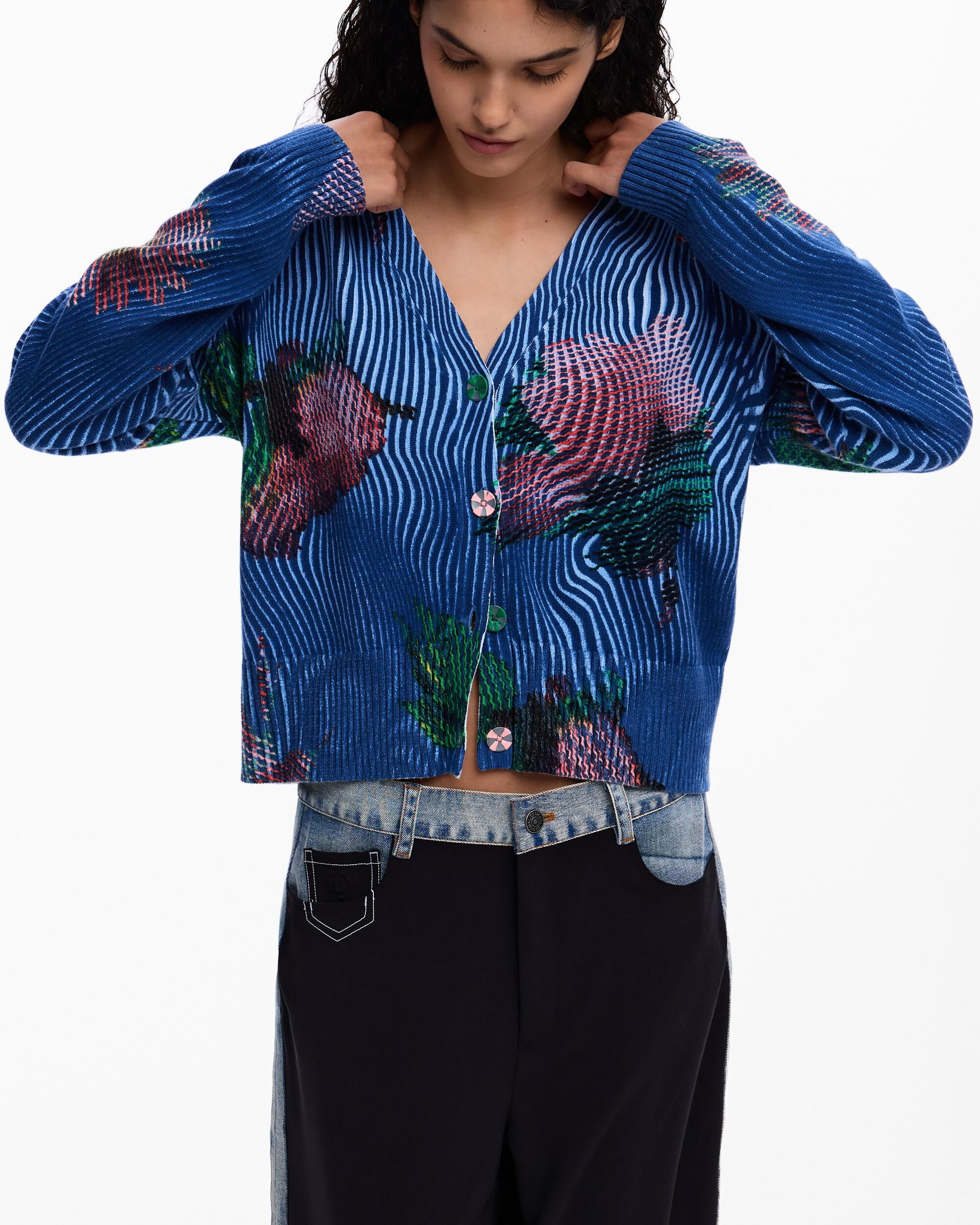 Desigual - Jersey de mujer cárdigan flores.