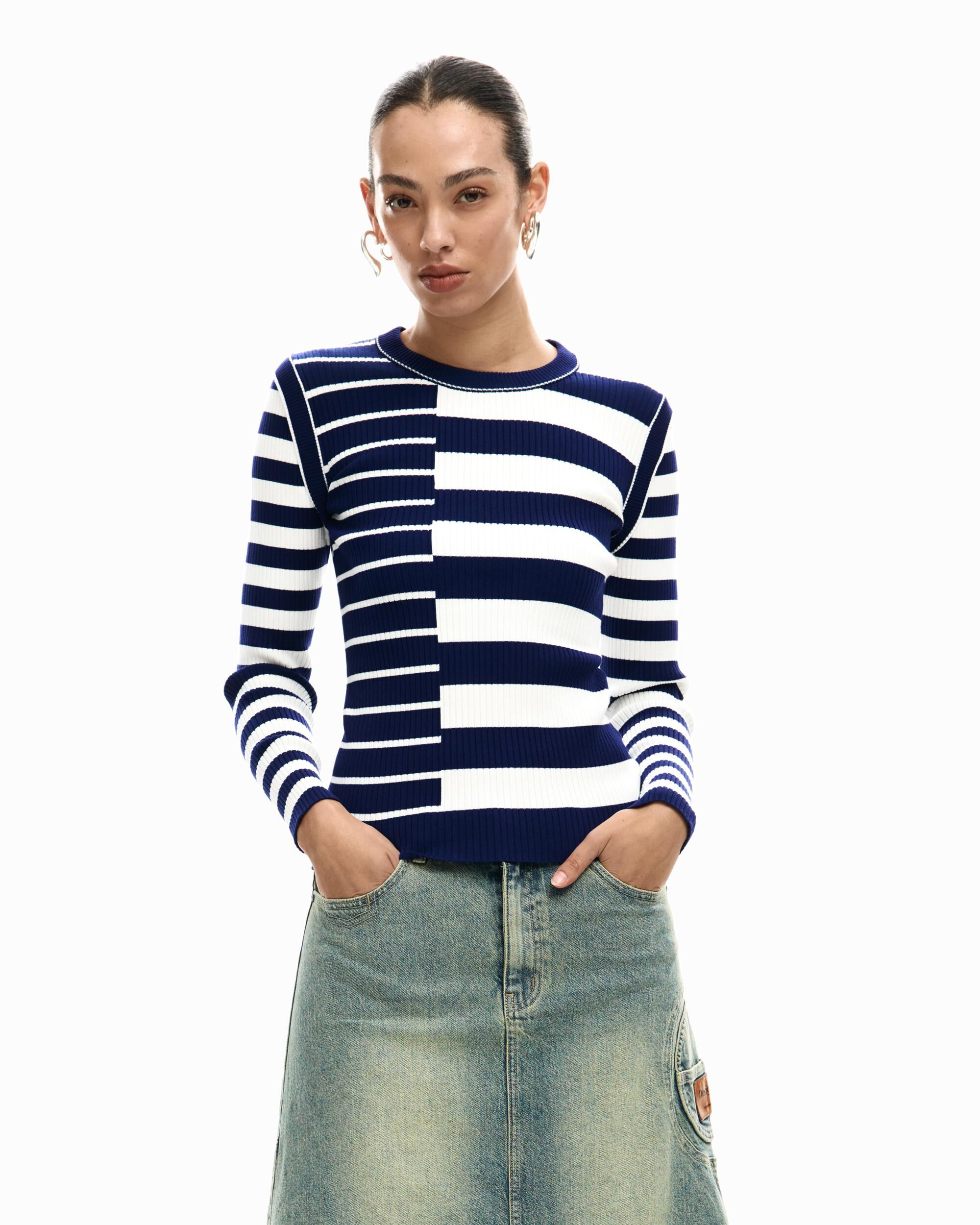 Desigual - Jersey de mujer rayas rib.