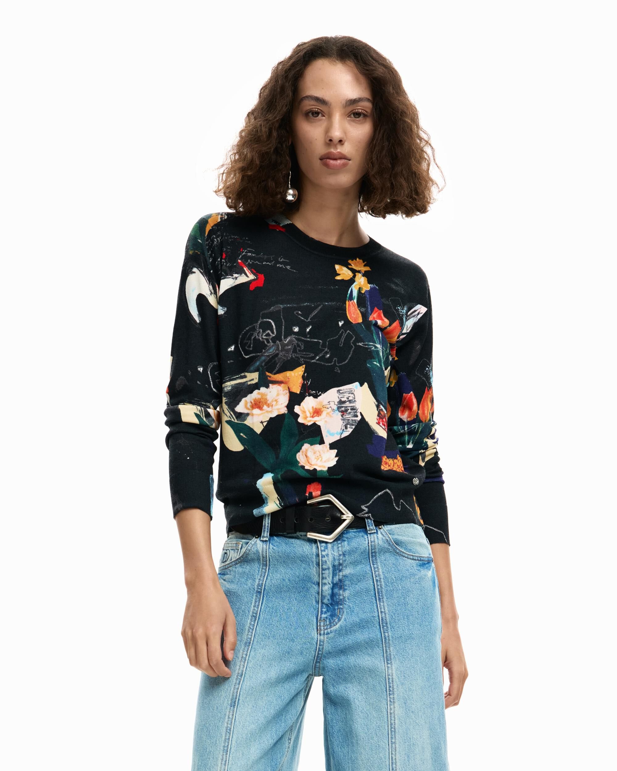 Desigual - Jersey de mujer fino plantas.