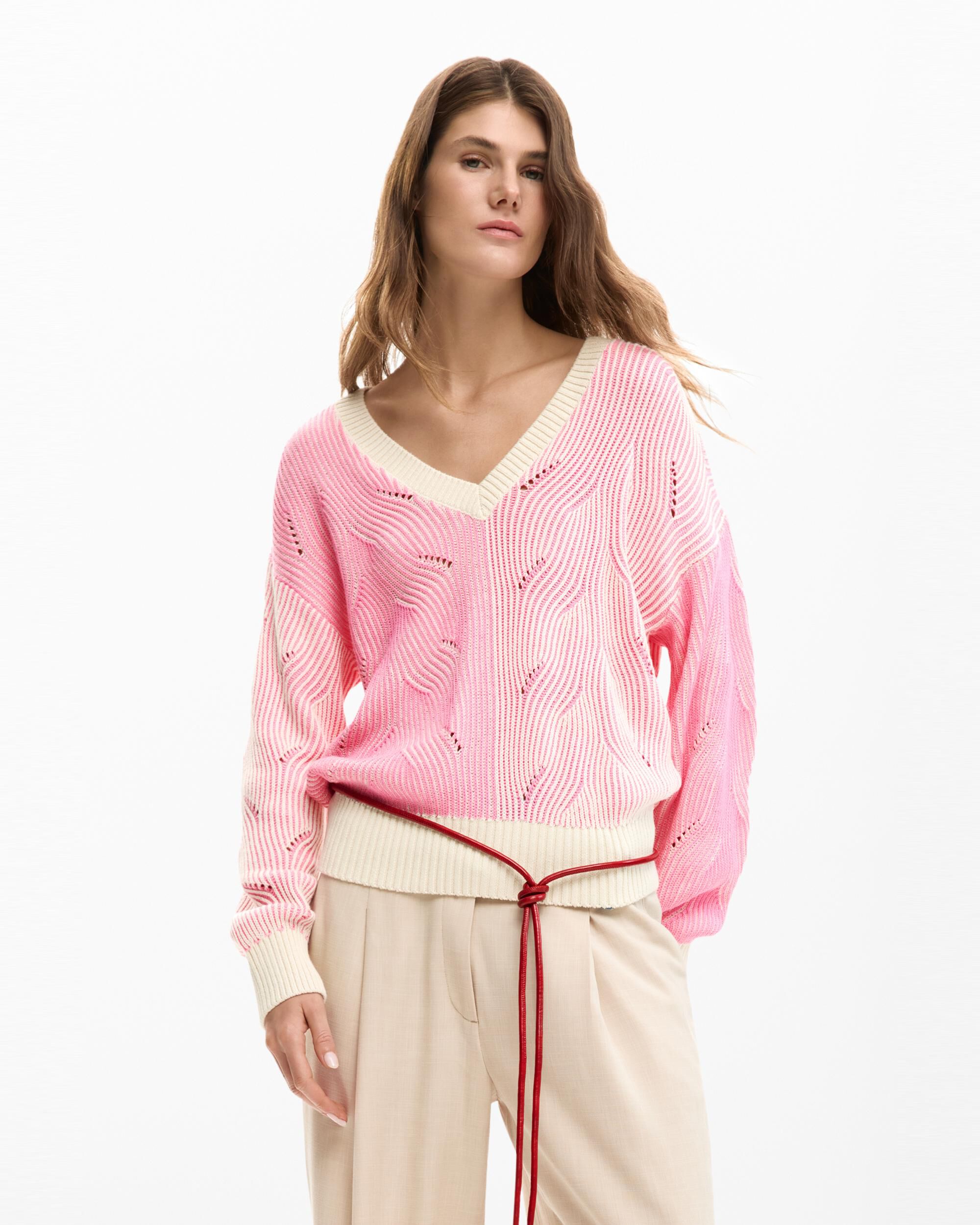 Desigual - Jersey de mujer de punto bicolor.