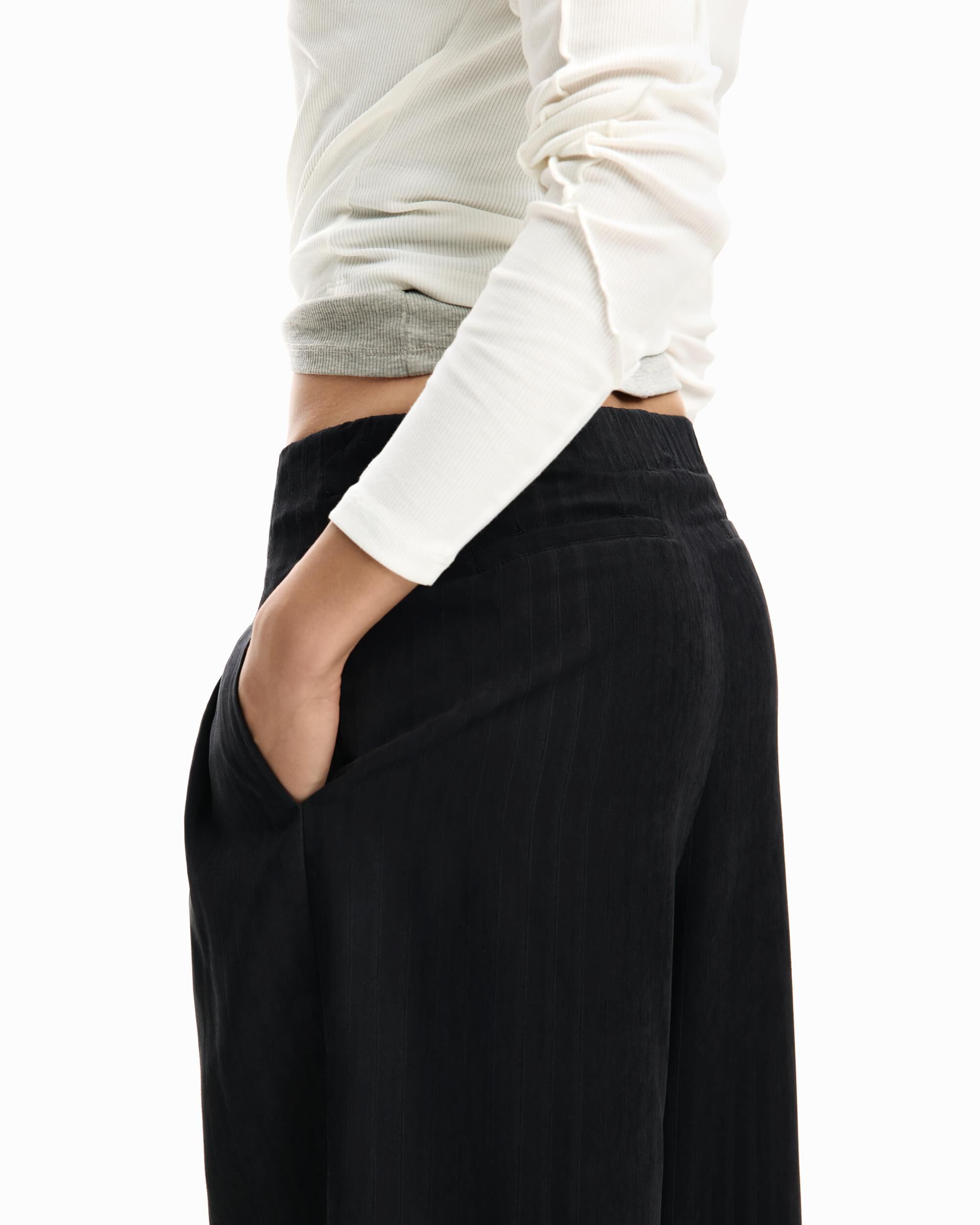Pantalón de mujer largo pinzas - Desigual - Negro Negro-5