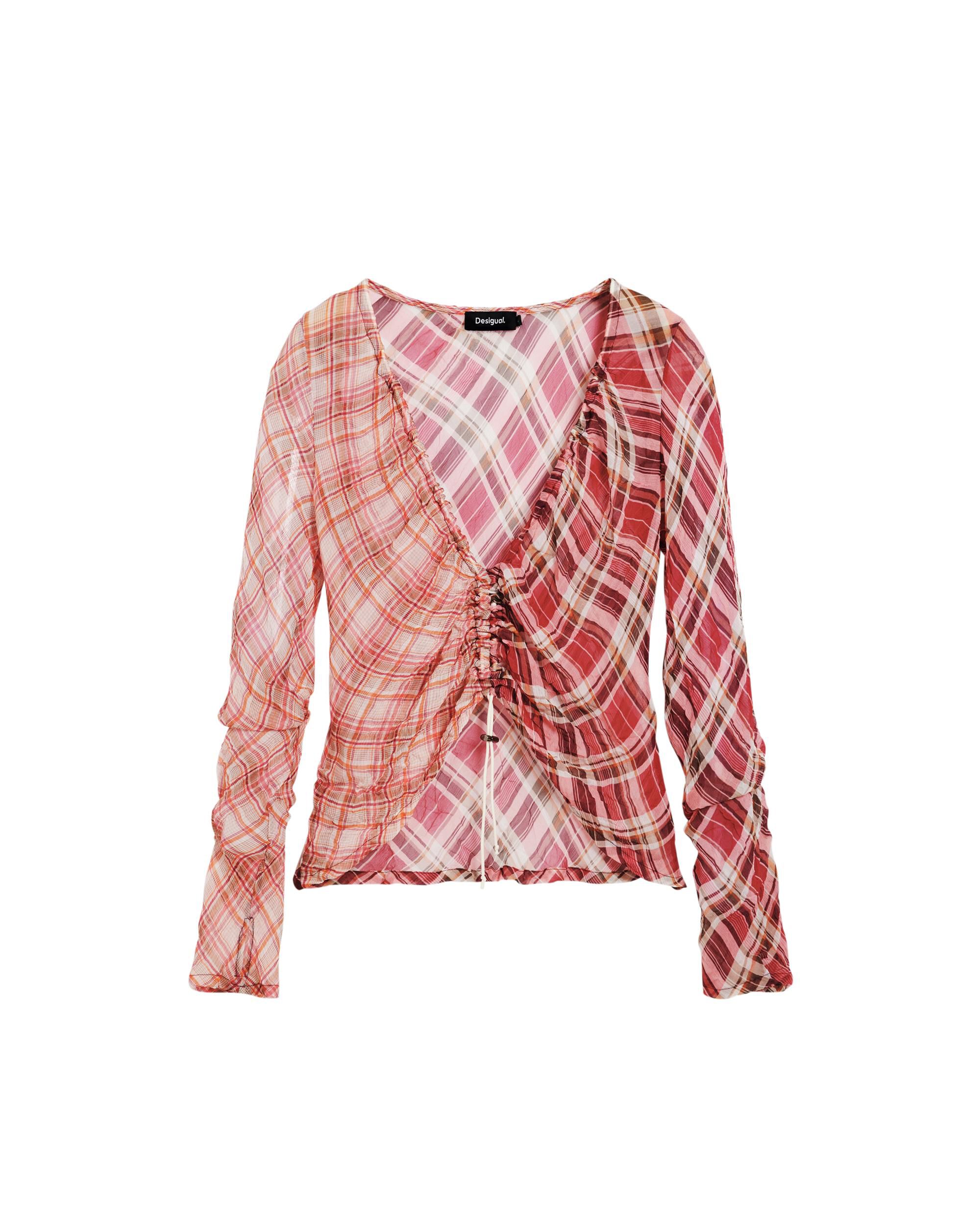 Camiseta de mujer fruncido escote - Desigual - Rosa Rosa-6