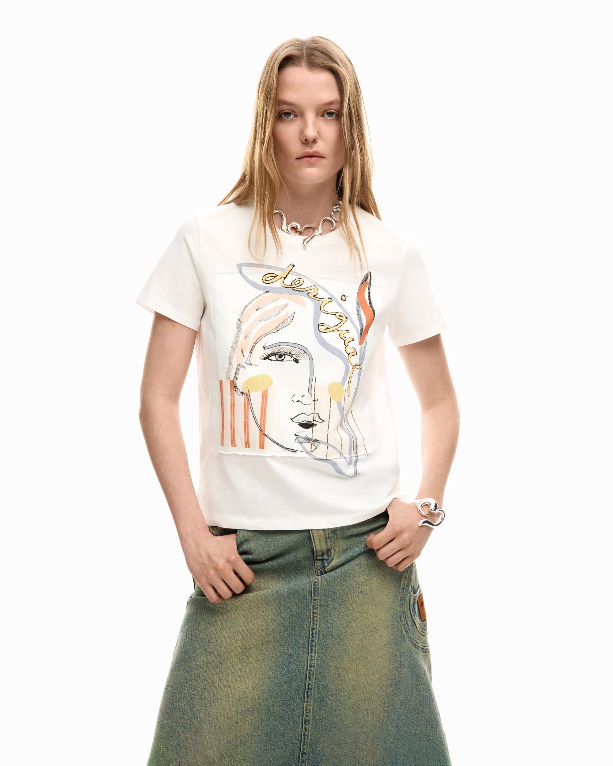 Desigual - Camiseta de mujer logo cara.