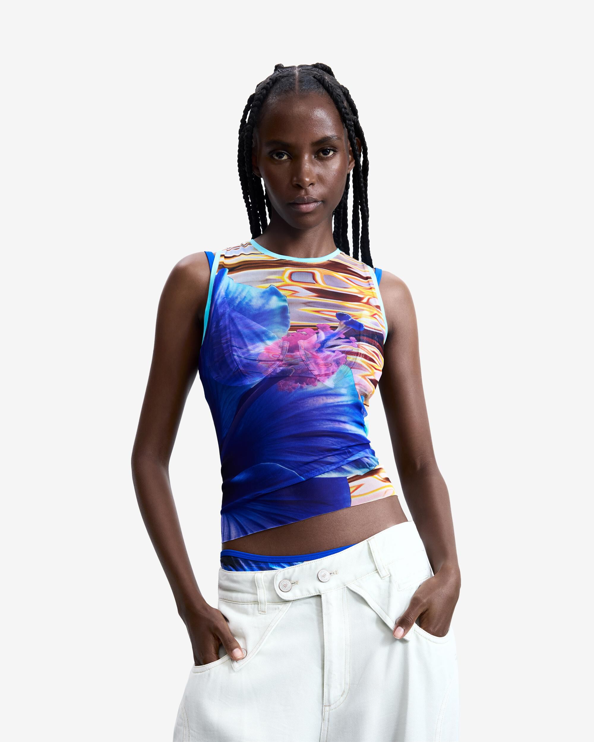 Desigual - Camiseta de mujer flor aguas.