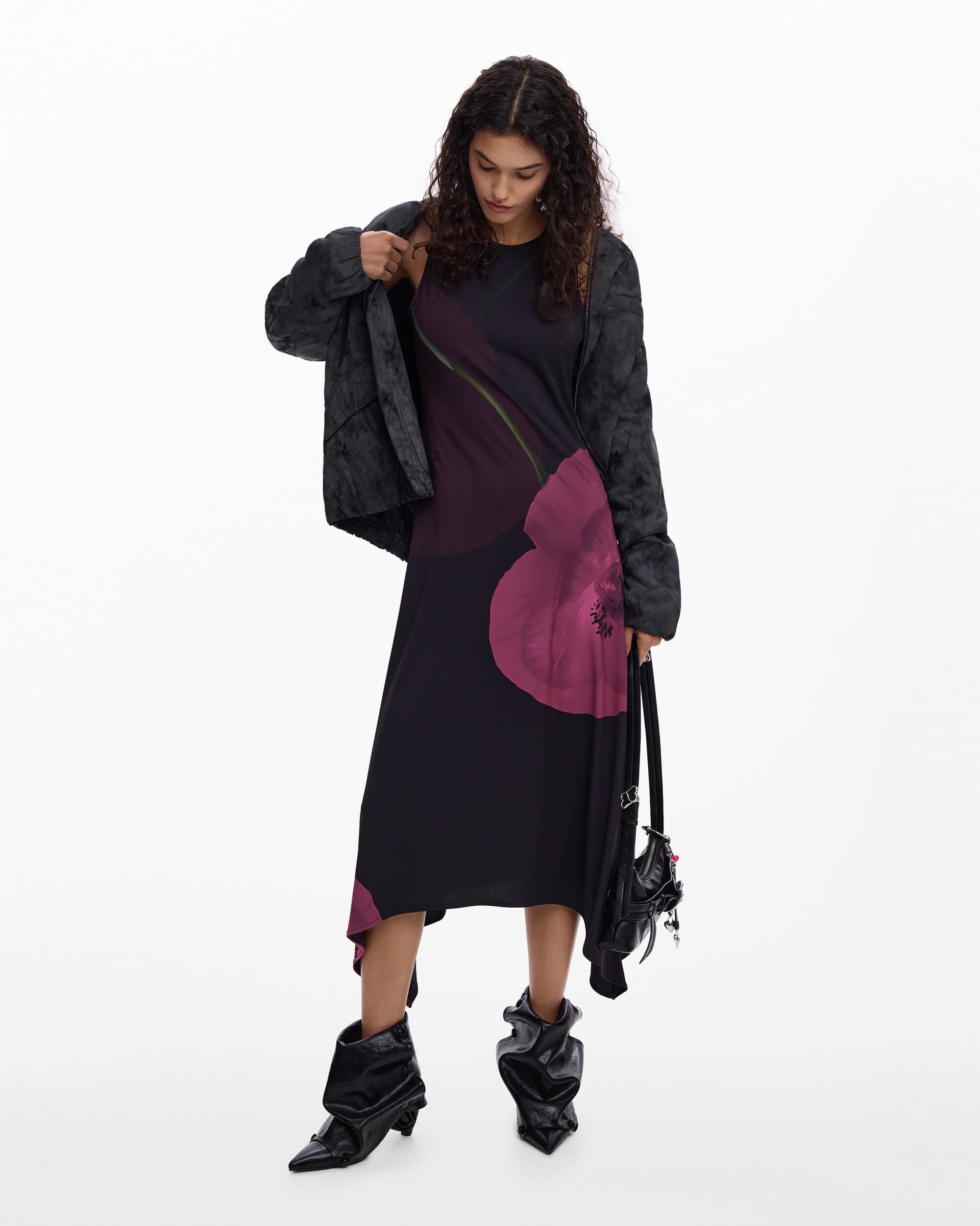 Desigual - Vestido midi asimétrico amapola.