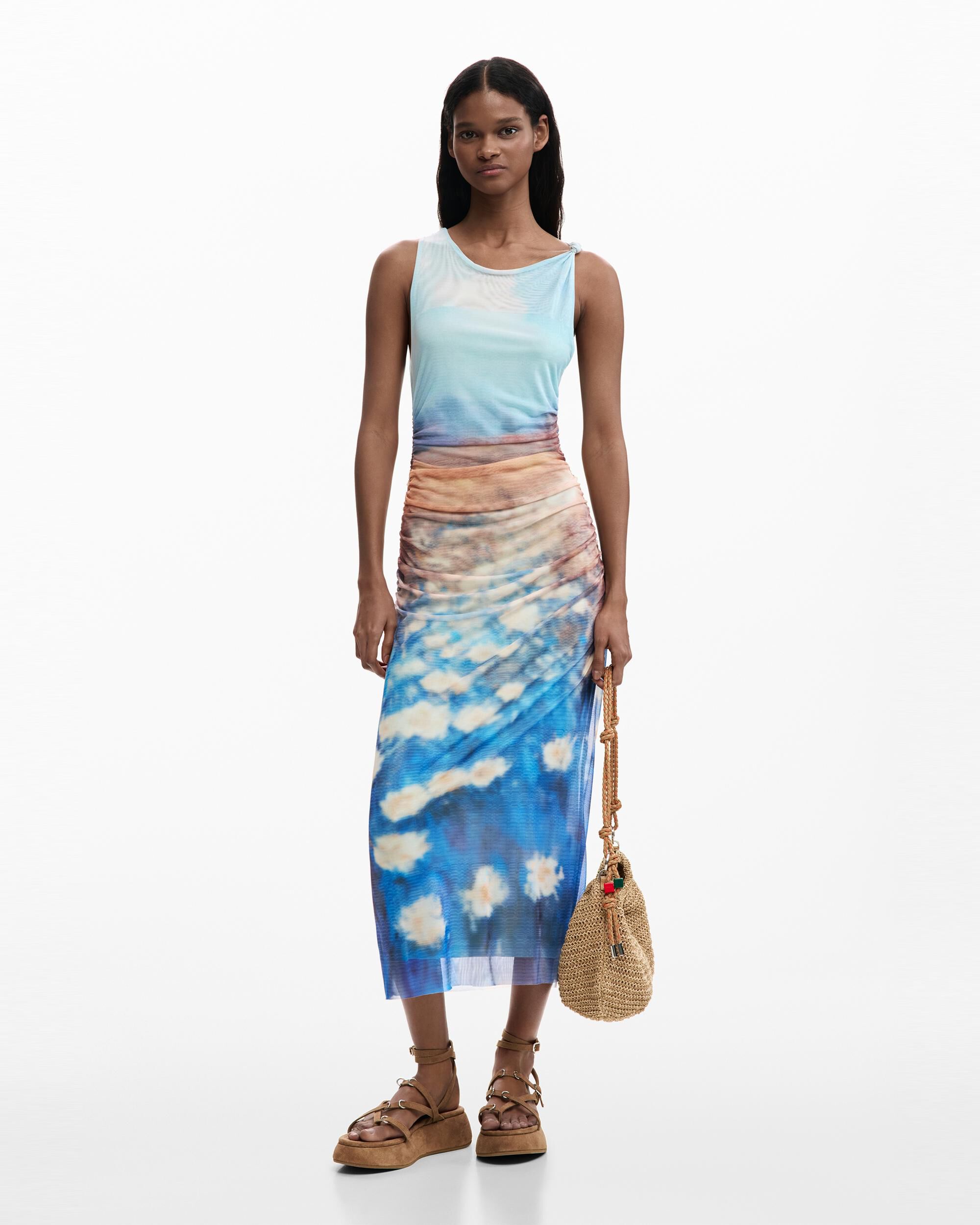 Desigual - Vestido drapeado nenúfares.