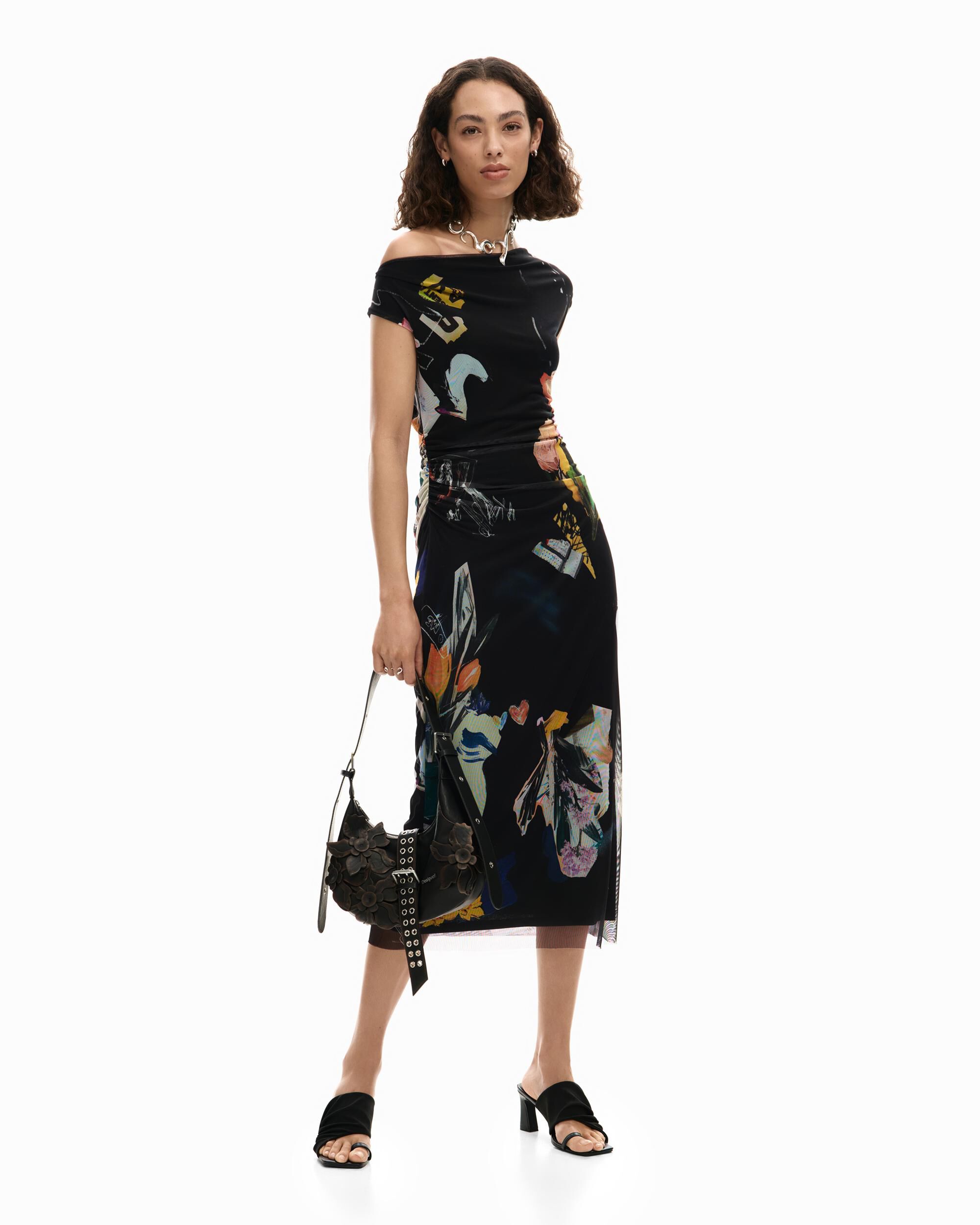 Desigual - Vestido midi collage.
