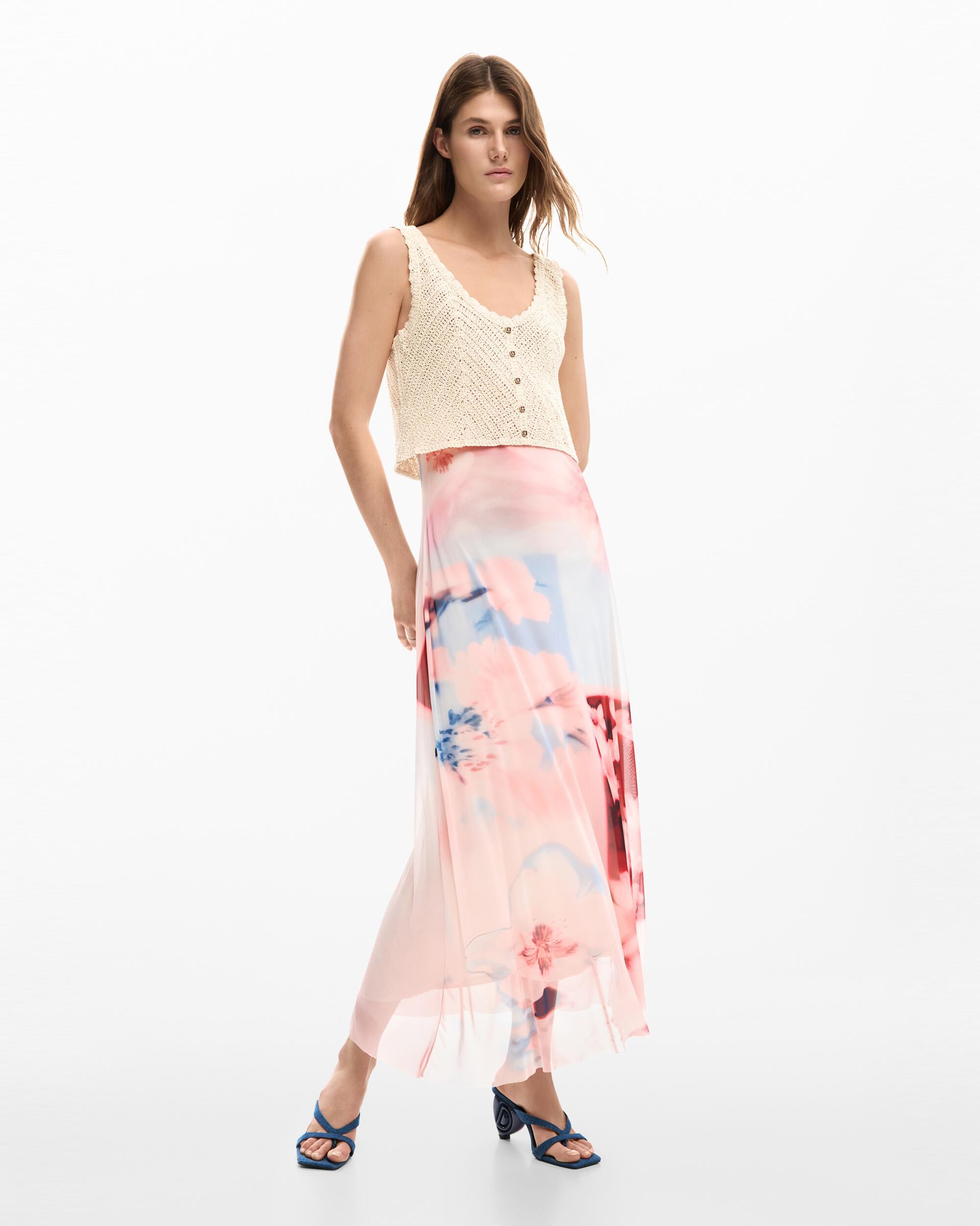 Desigual - Vestido combinado crochet.