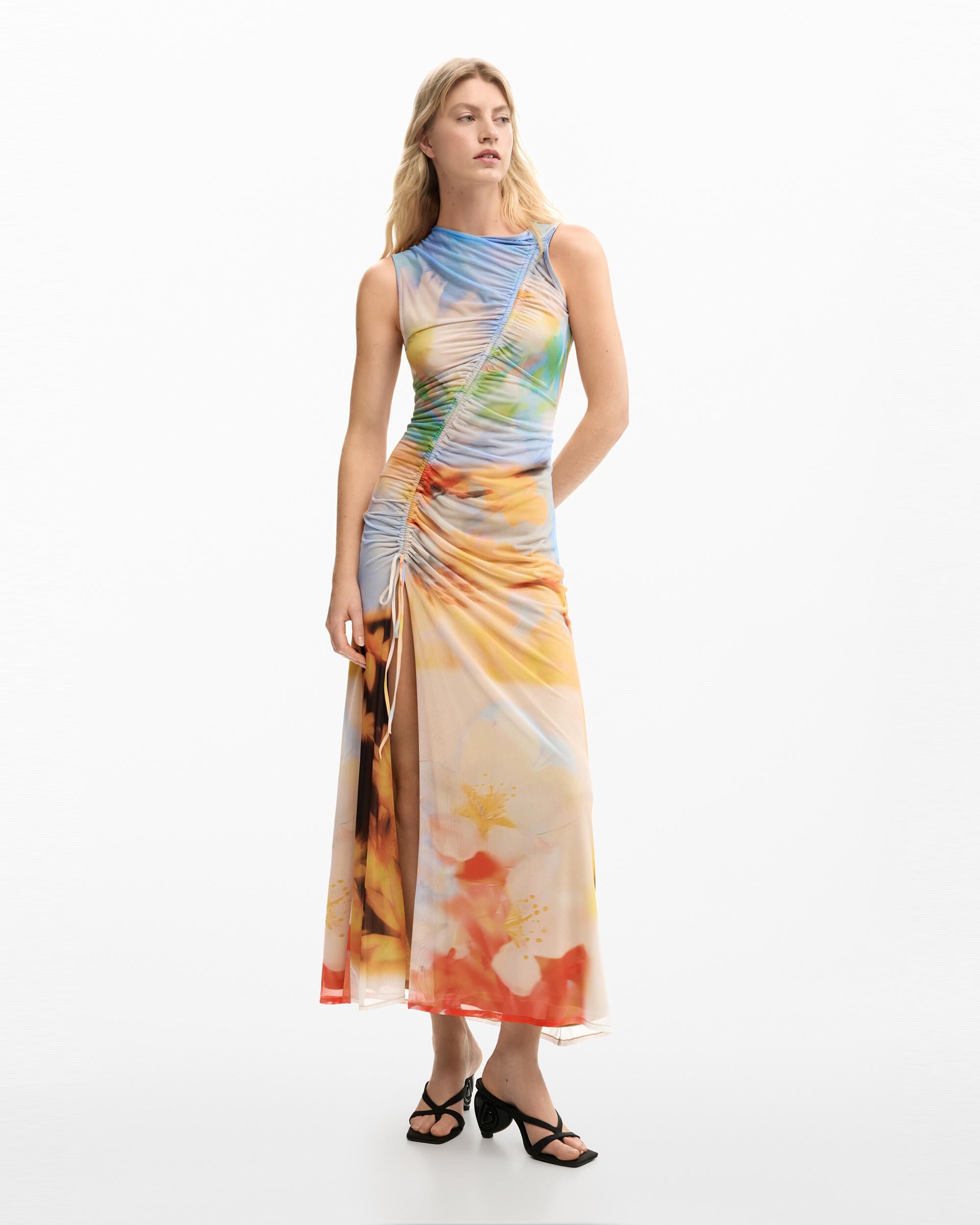 Desigual - Vestido largo drapeado.