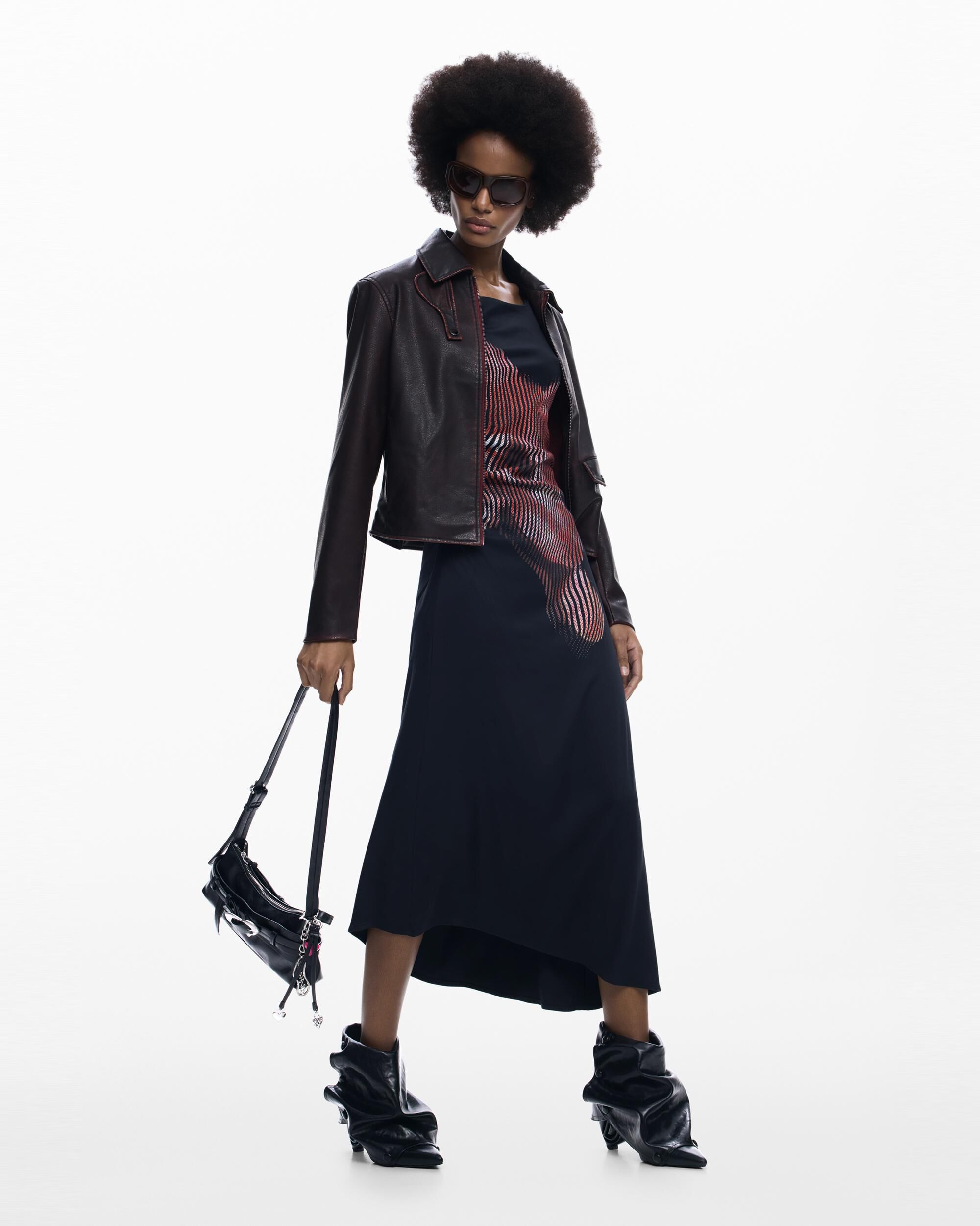 Imagen 0 de Vestido midi pixelado Negro