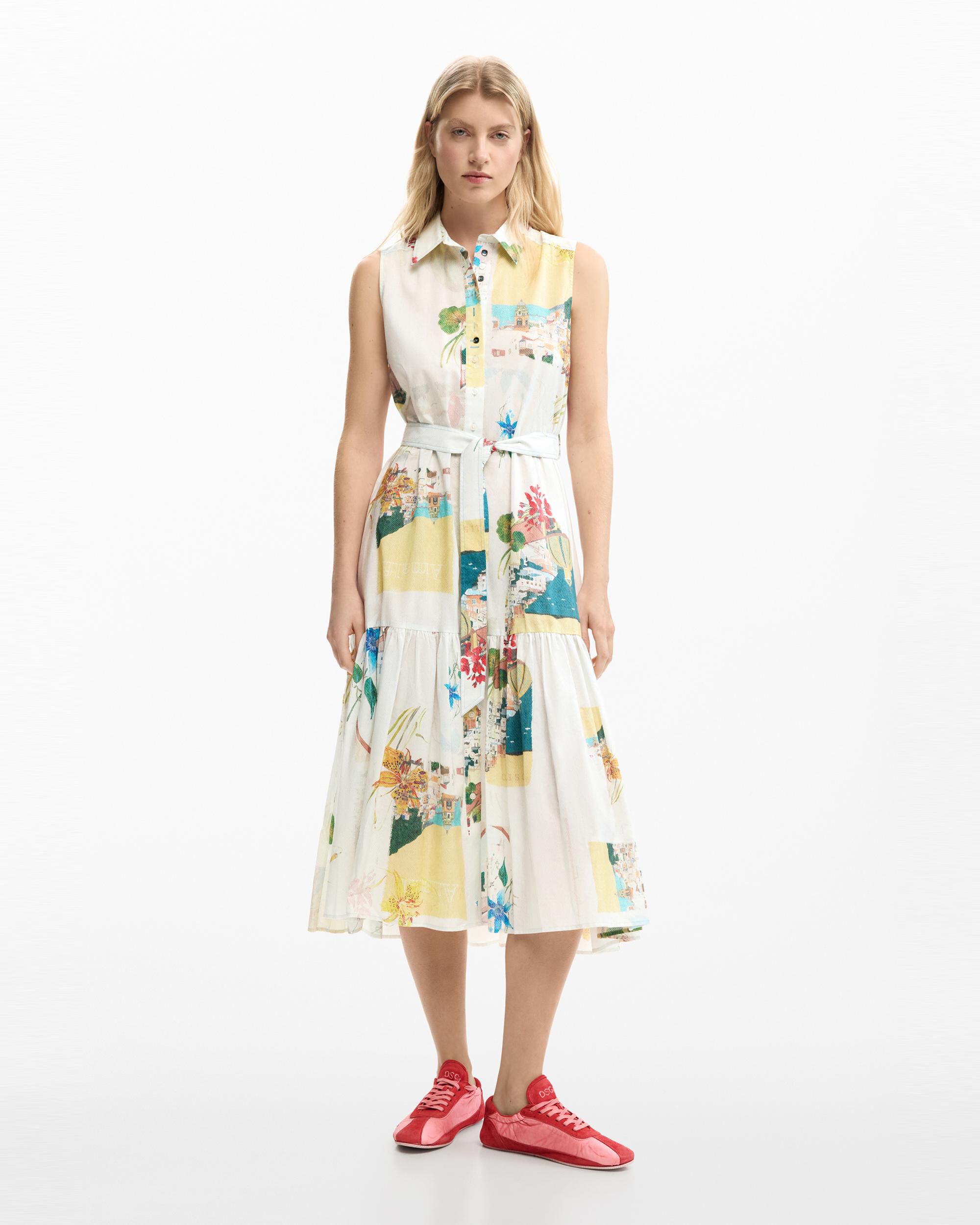 Desigual - Vestido camisero postales.