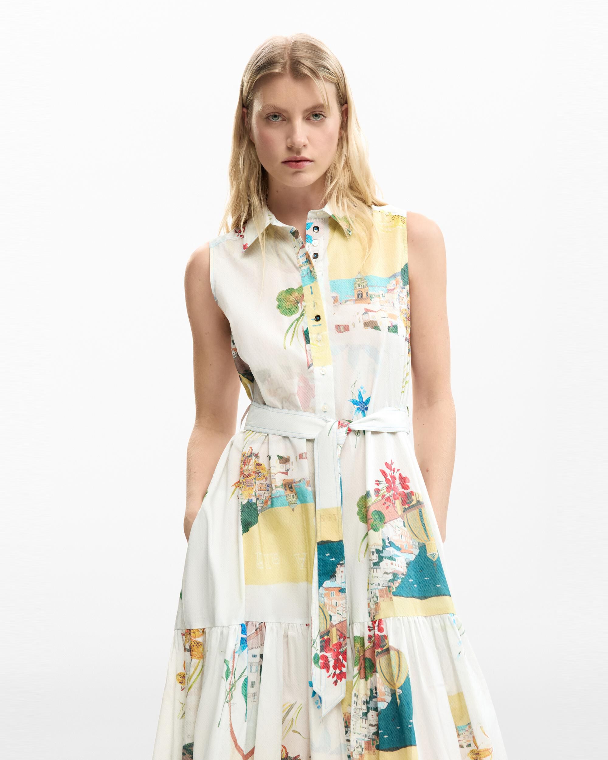Vestido camisero postales - Desigual - Azul Azul-2
