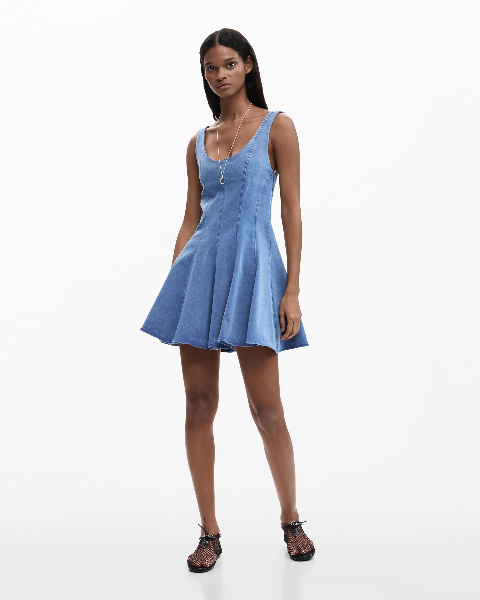 Desigual - Vestido skater efecto denim.