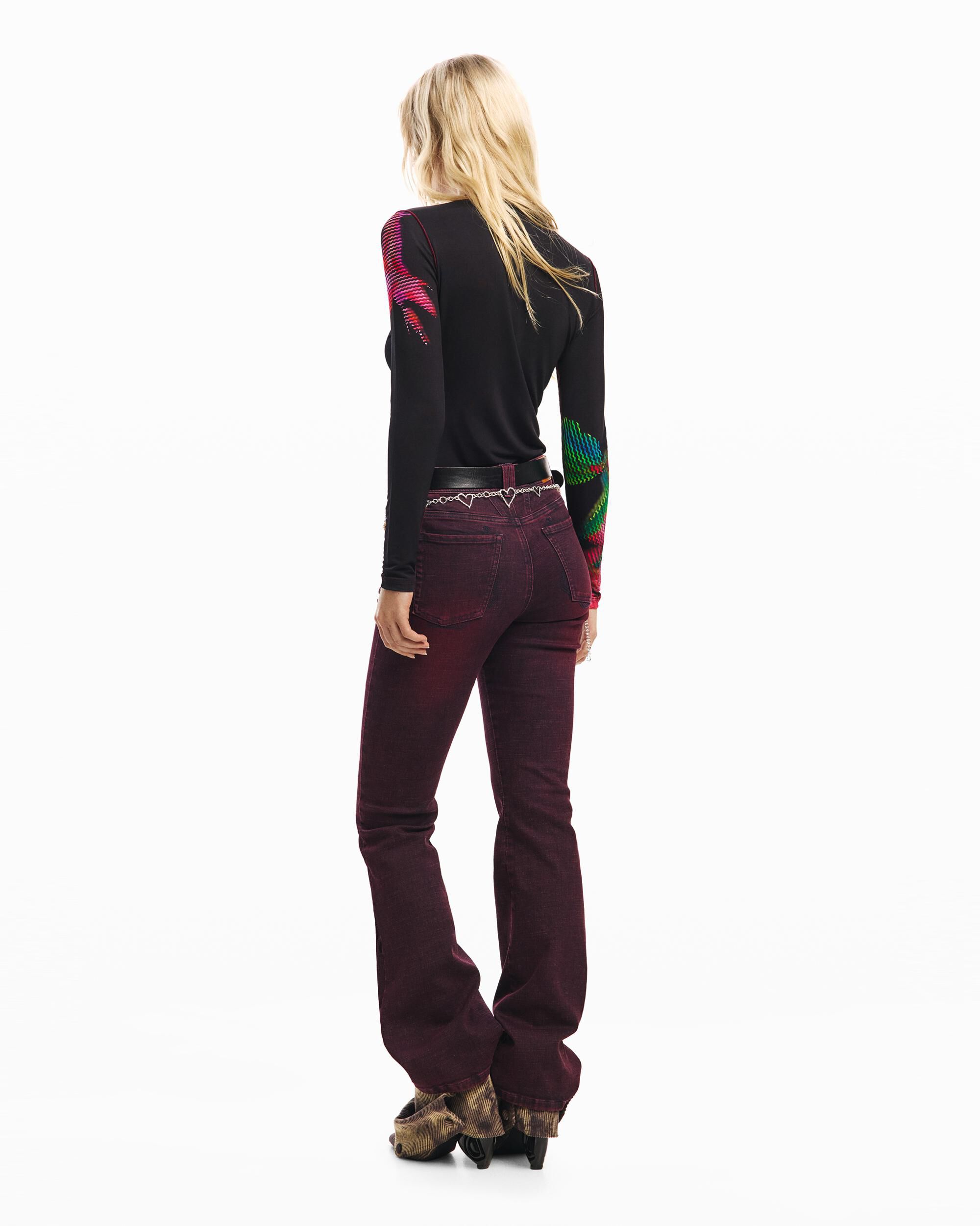 Camiseta de mujer flor pixelada - Desigual - Negro Negro-3
