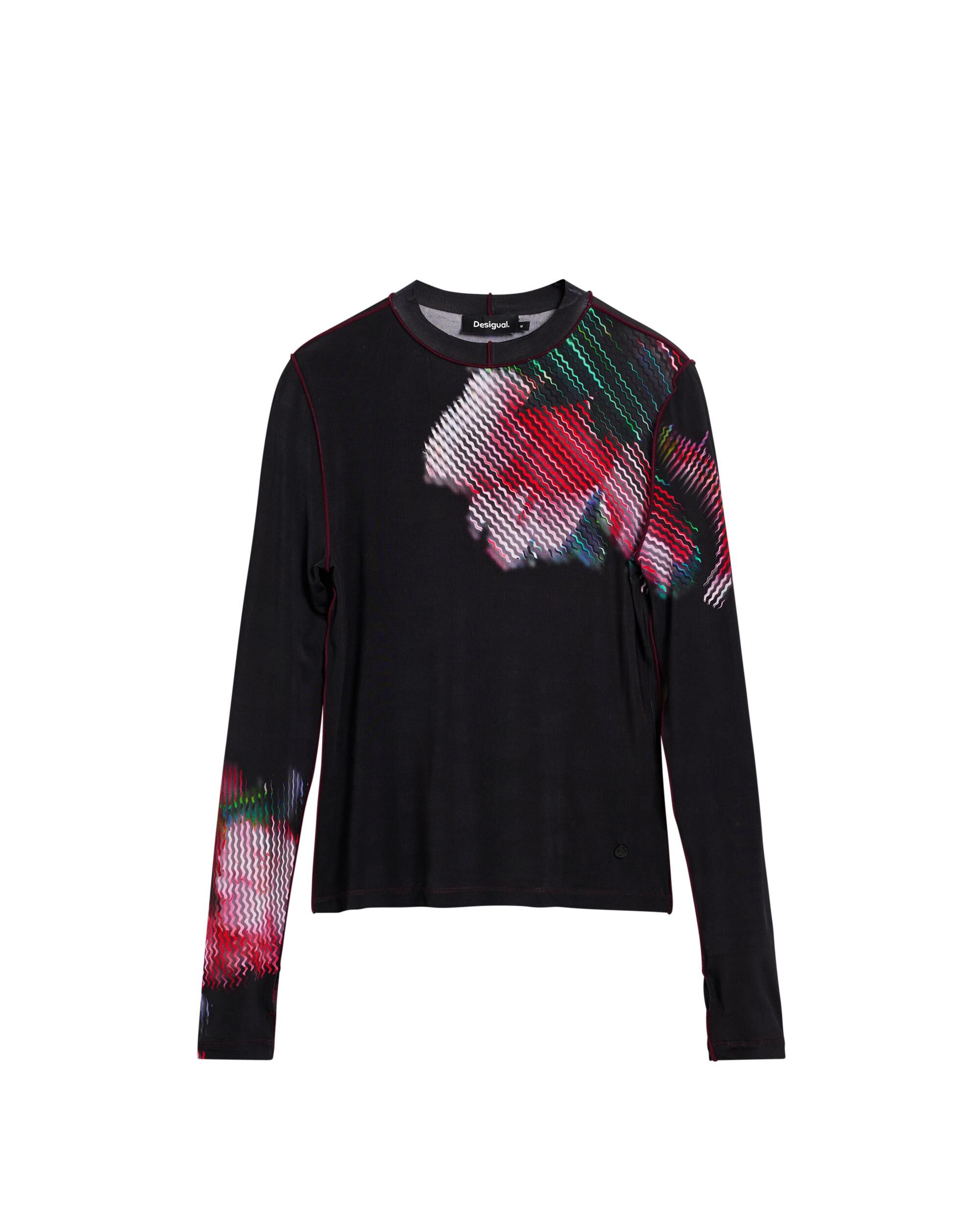 Camiseta de mujer flor pixelada - Desigual - Negro Negro-6
