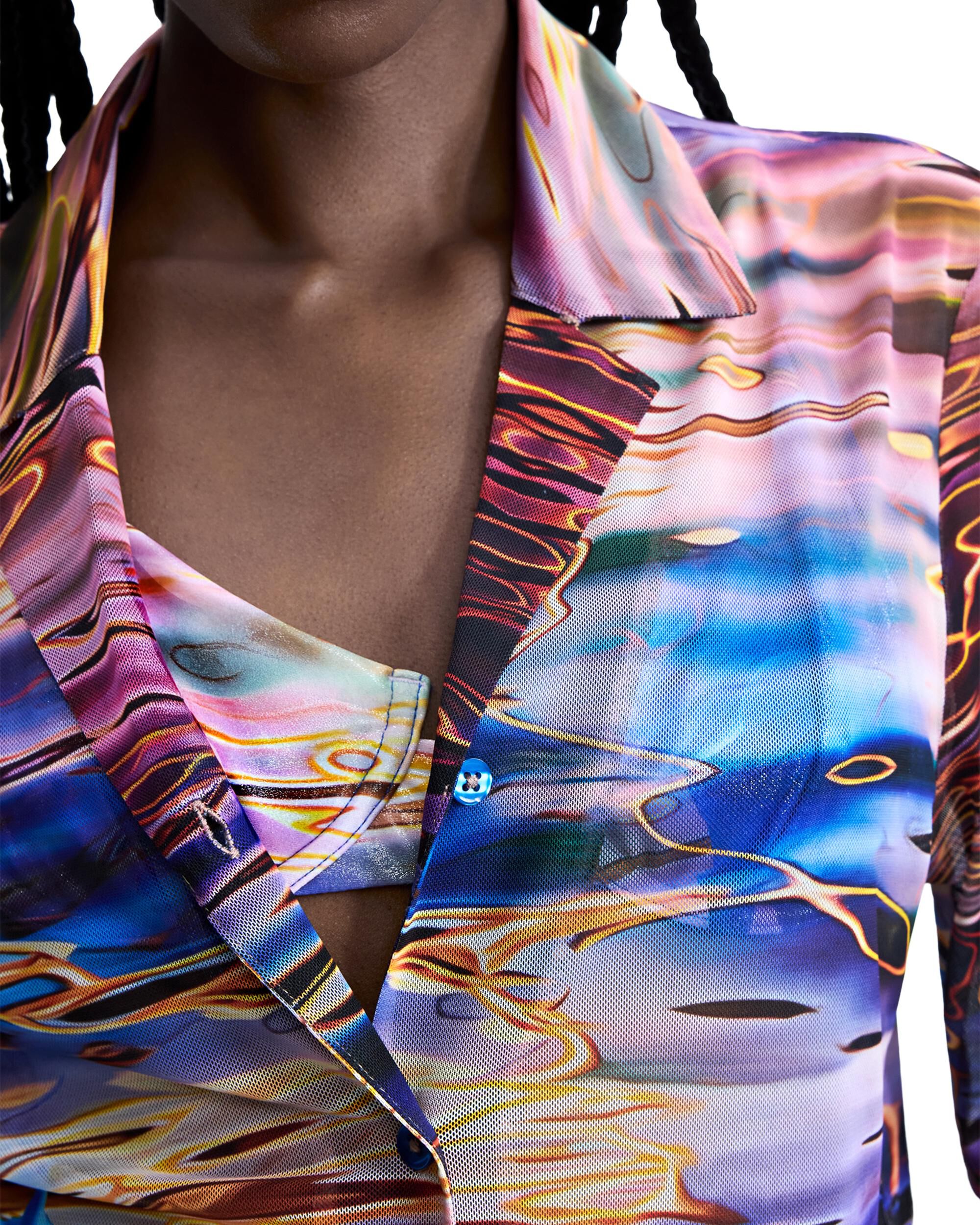 Camisa de mujer flor aguas - Desigual - Azul Azul-4