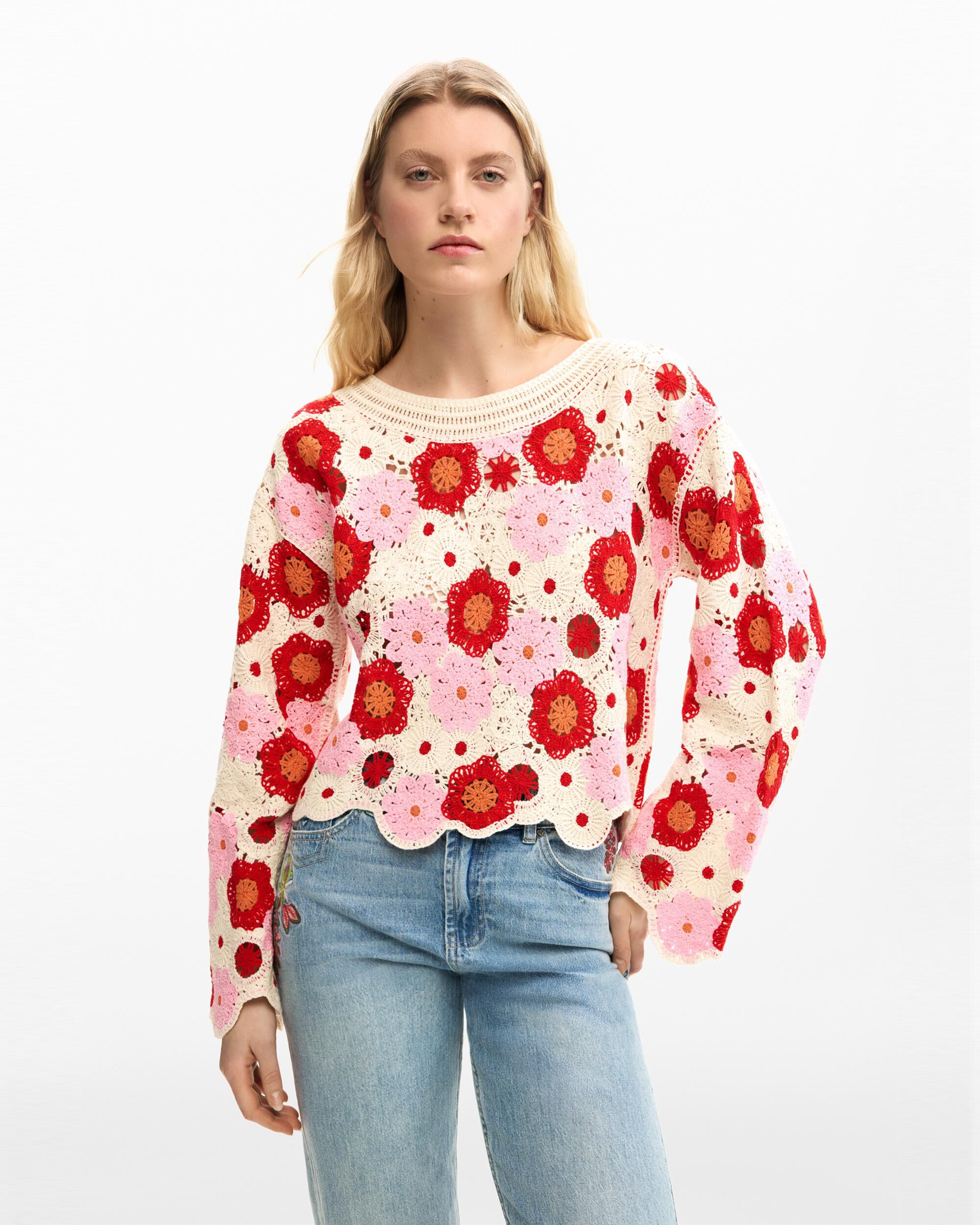 Jersey de mujer flores crochet
