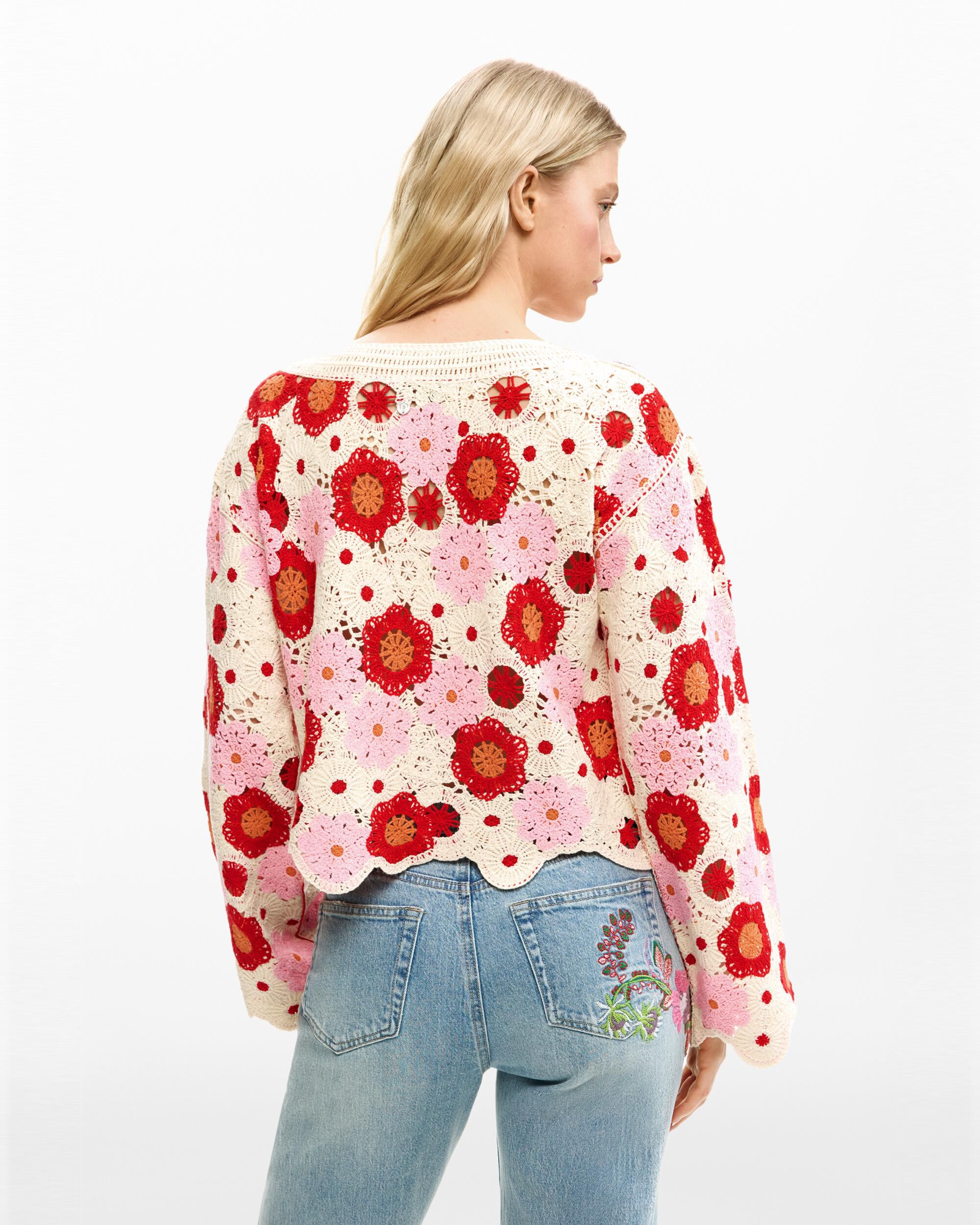 Jersey de mujer flores crochet - Desigual - Blanco Blanco-3