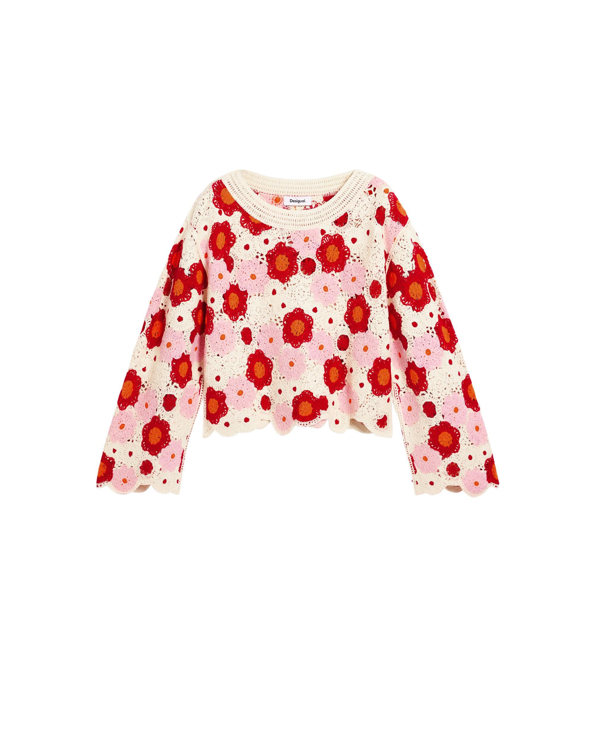 Jersey de mujer flores crochet - Desigual - Blanco Blanco-5