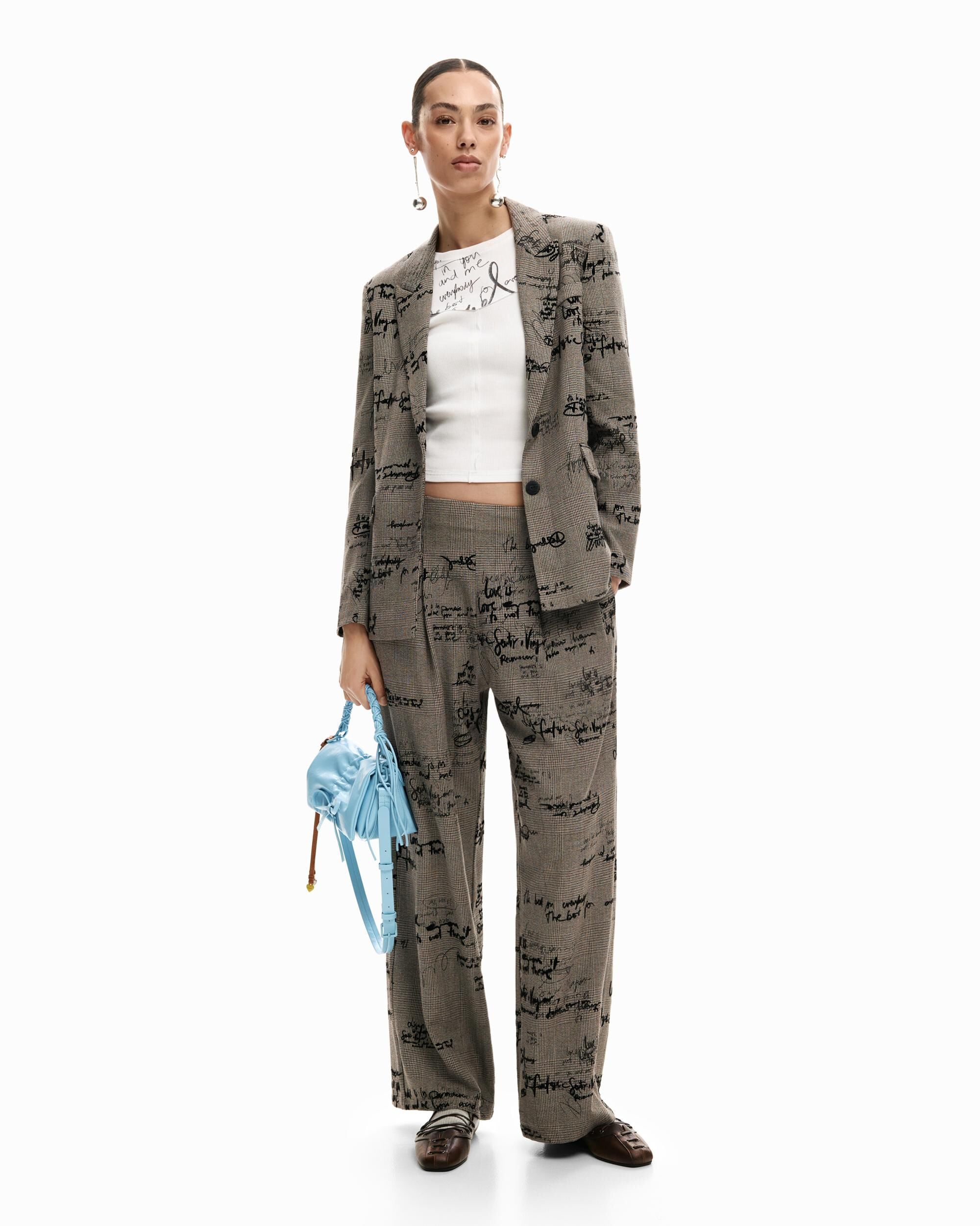 Imagen 1 de Blazer de mujer lettering cuadros - Desigual - Natural Natural