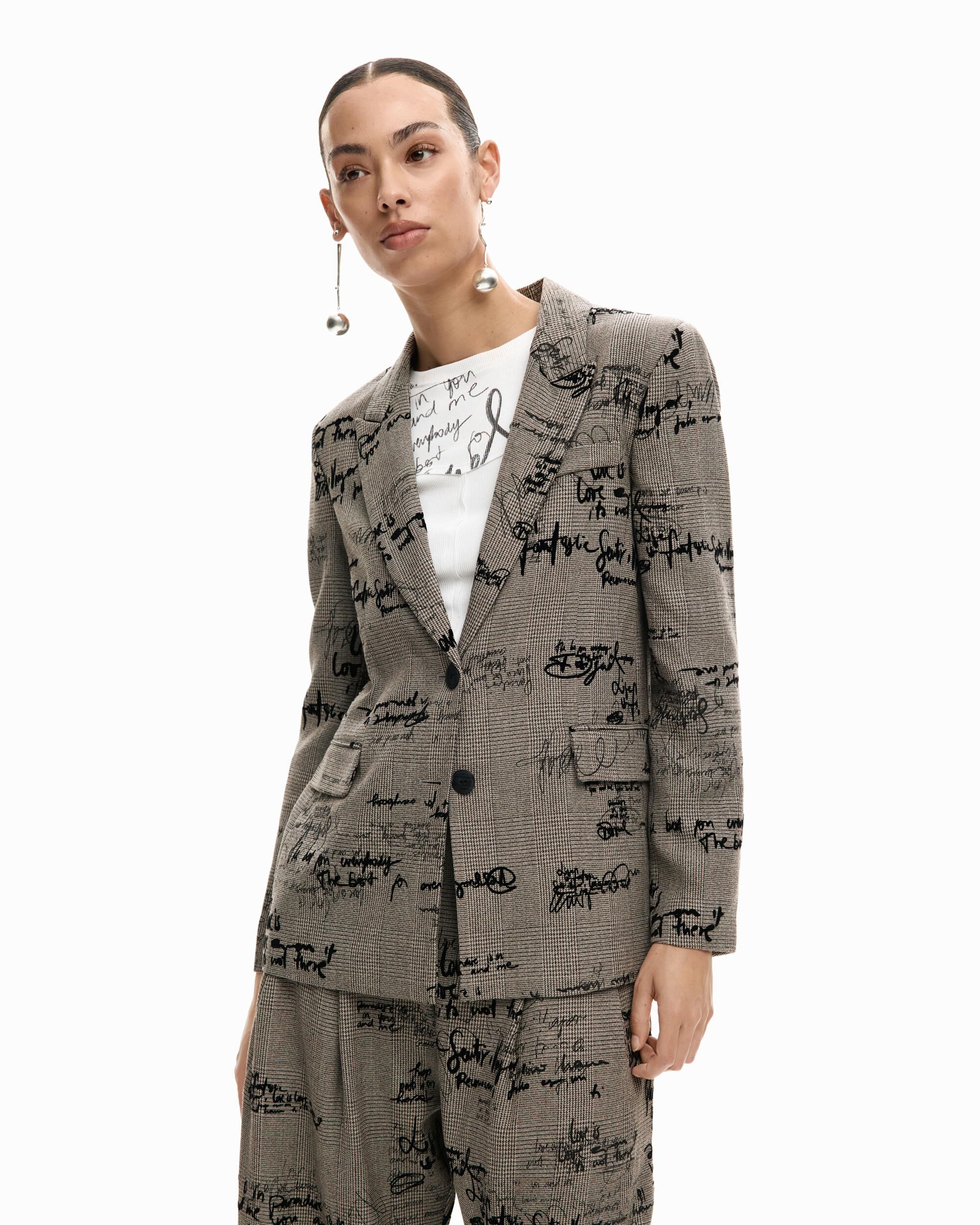 Imagen 2 de Blazer de mujer lettering cuadros - Desigual - Natural Natural
