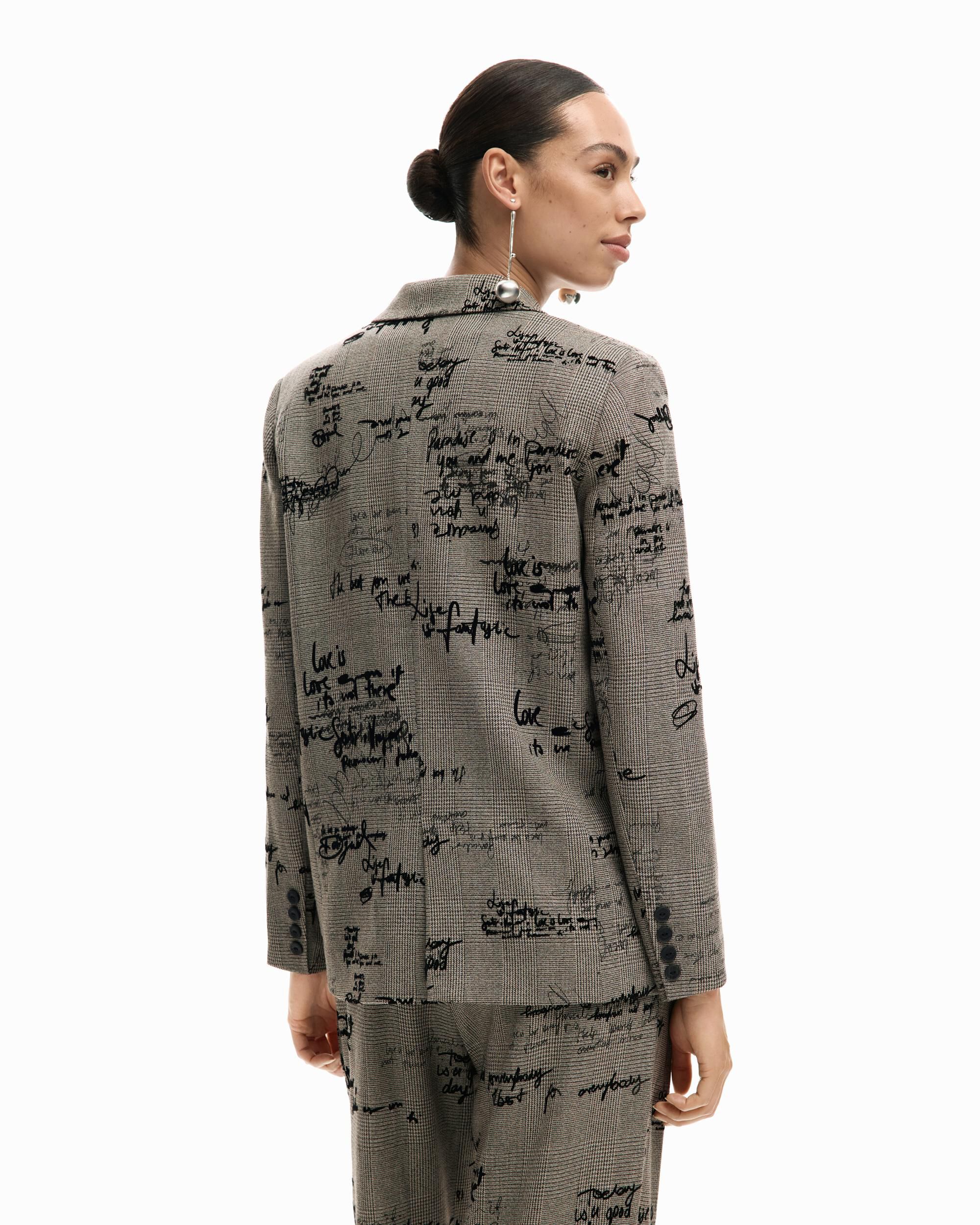 Imagen 3 de Blazer de mujer lettering cuadros - Desigual - Natural Natural
