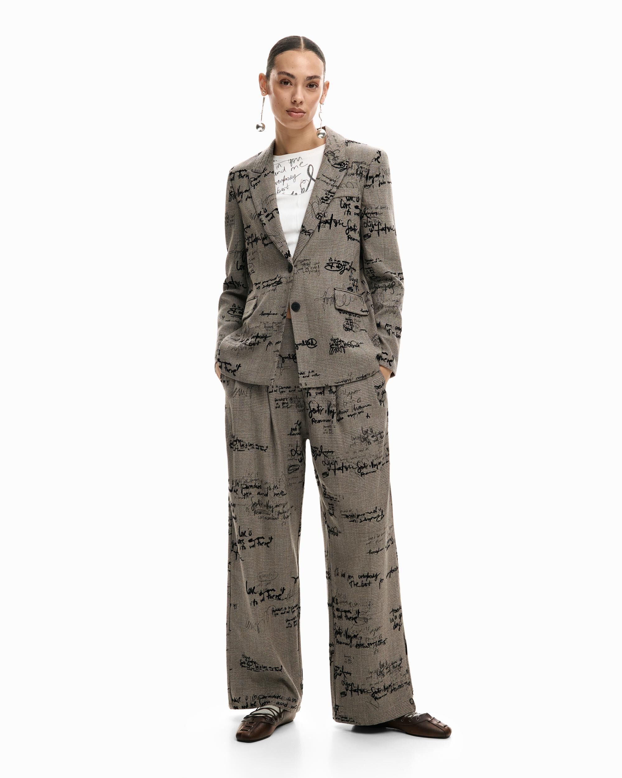 Imagen 5 de Blazer de mujer lettering cuadros - Desigual - Natural Natural
