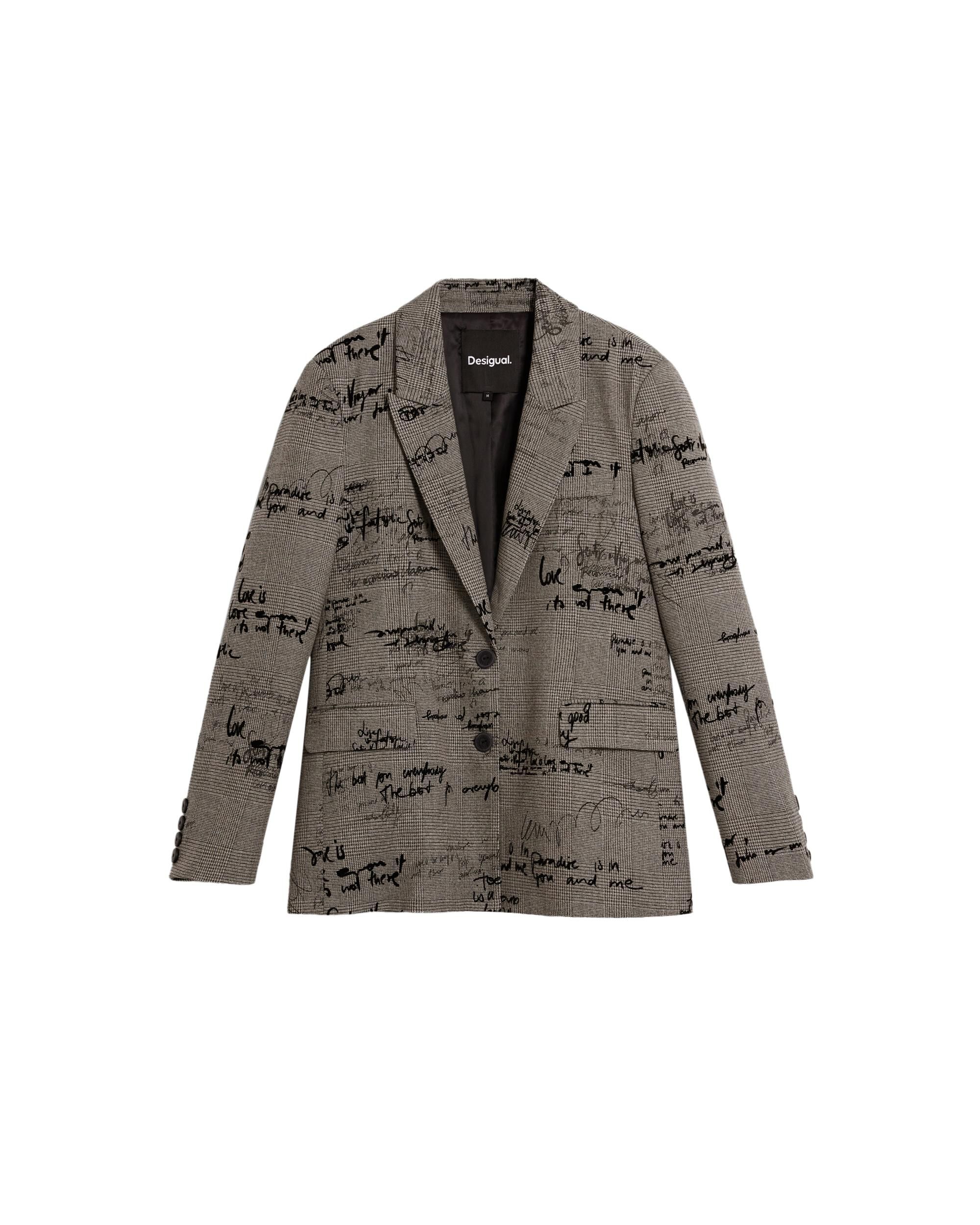 Imagen 6 de Blazer de mujer lettering cuadros - Desigual - Natural Natural