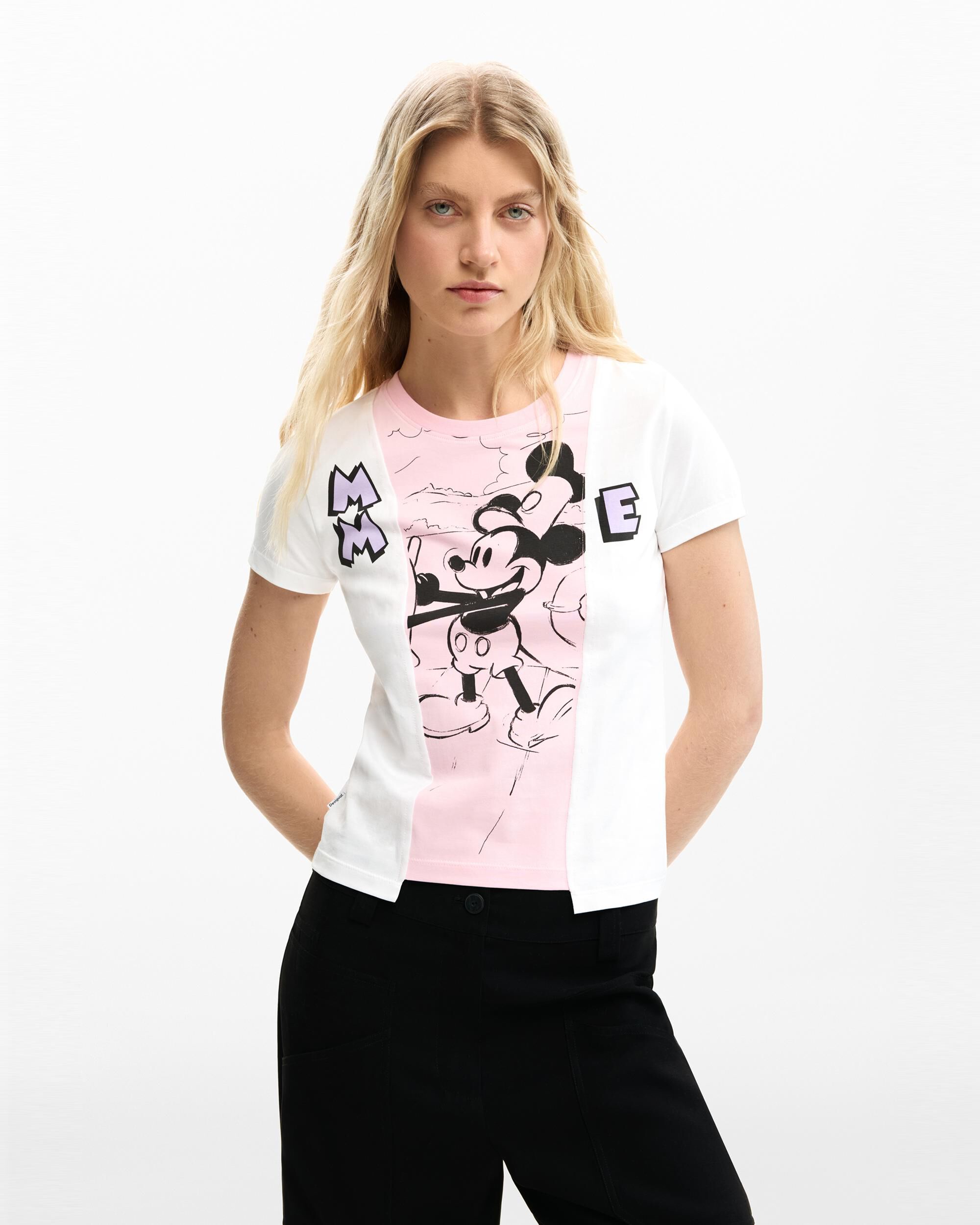 Imagen 0 de Camiseta de mujer  mickey mouse™ bicolor Blanco