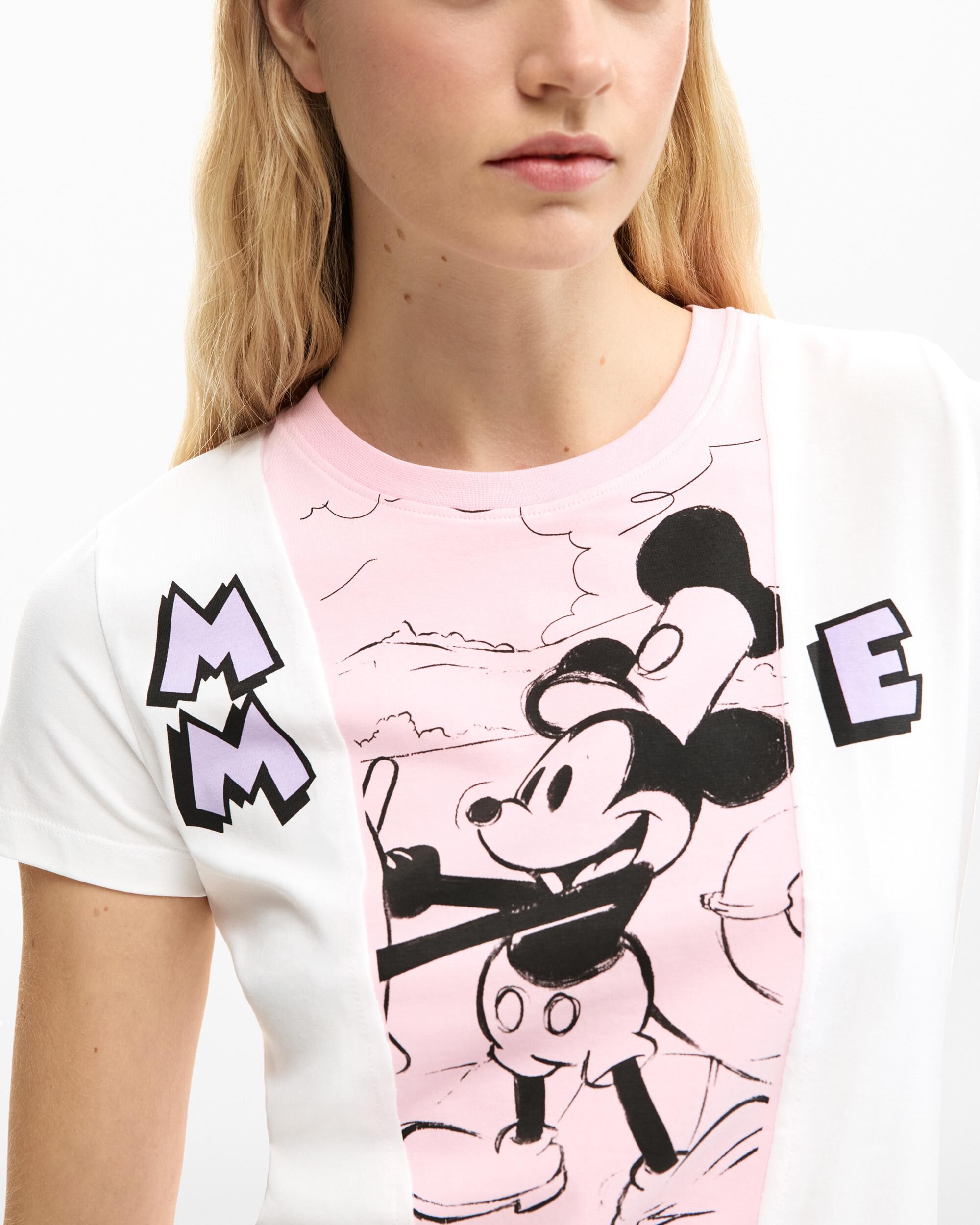 Camiseta de mujer mickey mouse™ bicolor - Desigual - Blanco Blanco-4