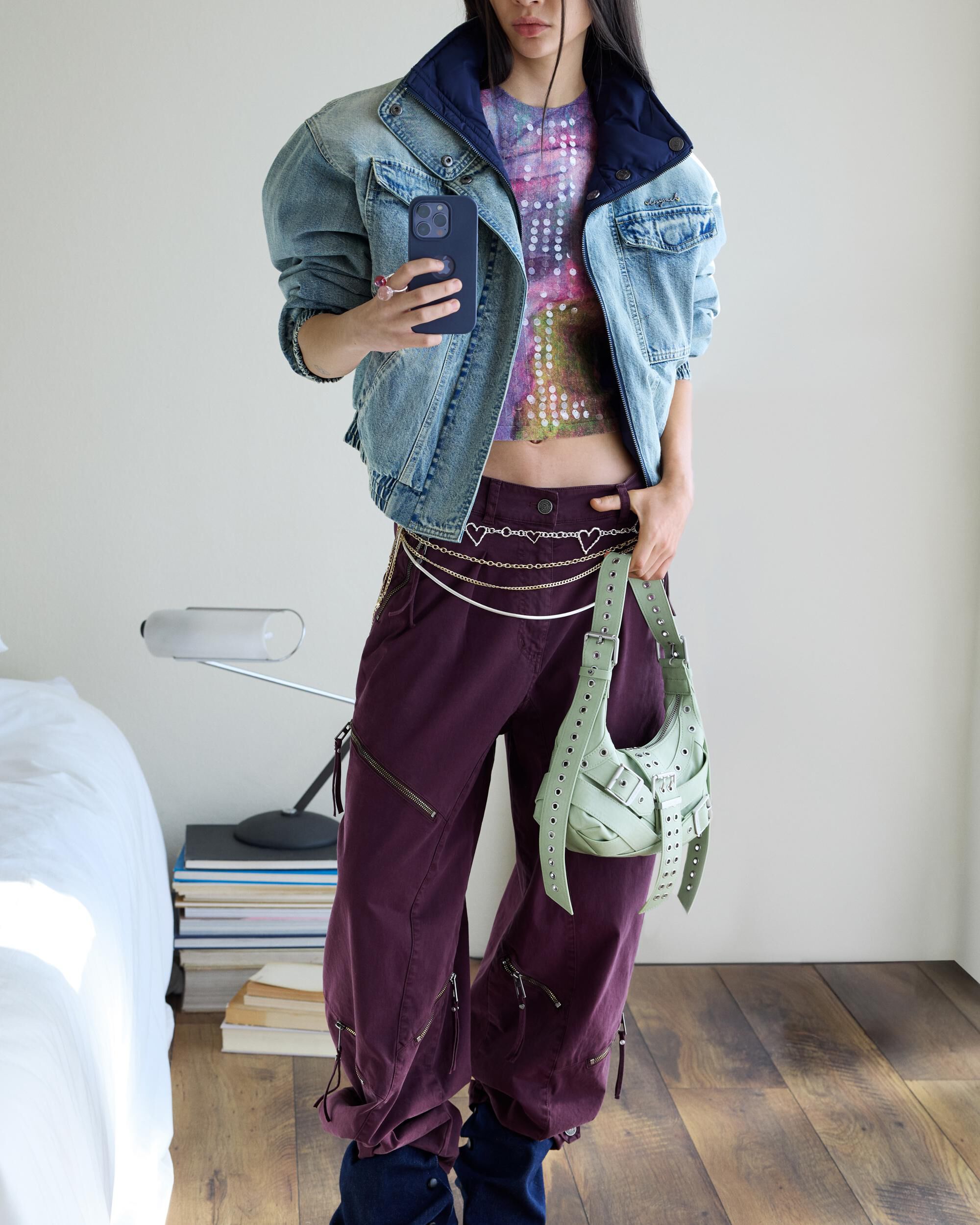 Desigual - Pantalon de mujer tie-dye cremalleras.