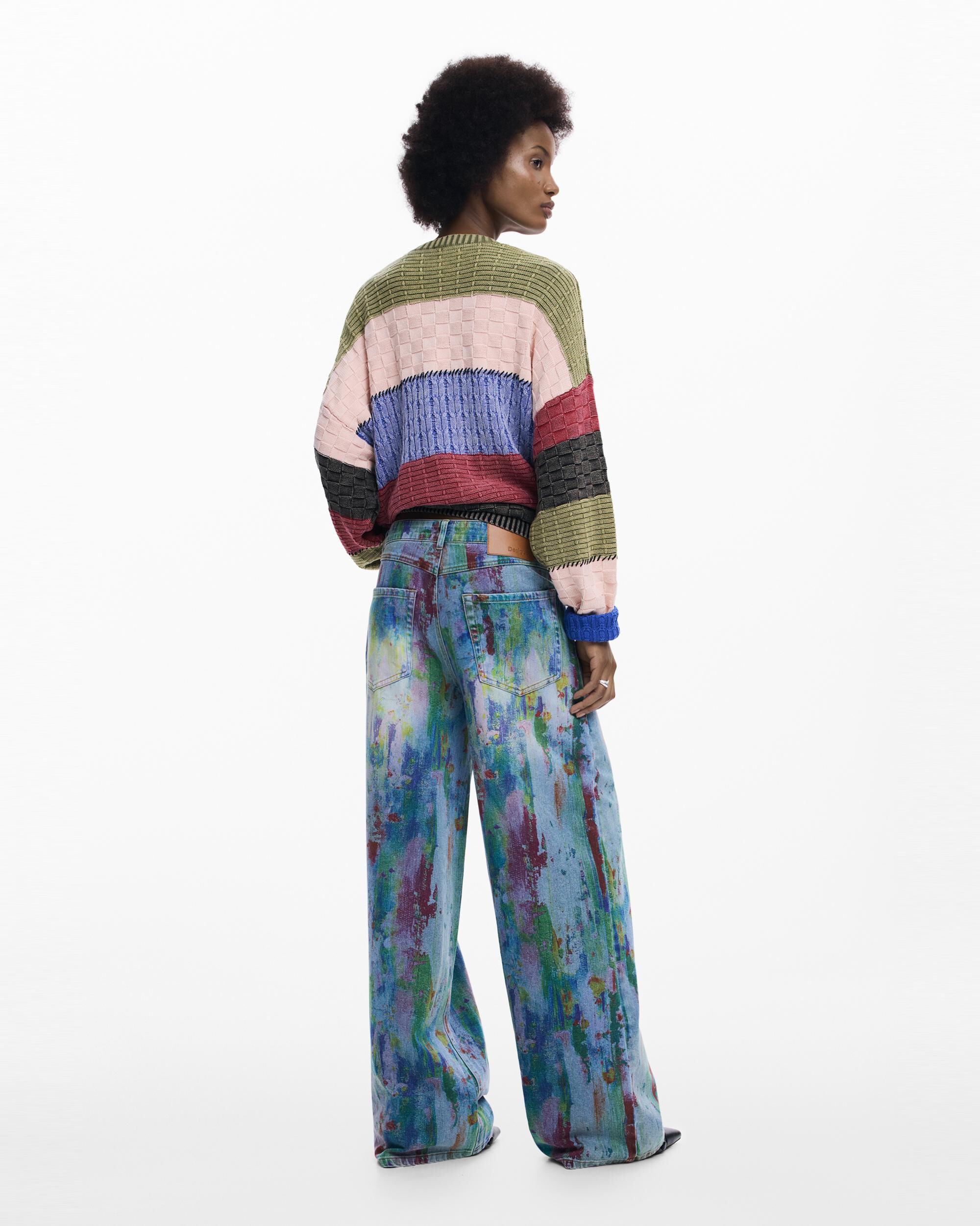 Pantalón de mujer vaquero wide leg pintura - Desigual - Azul Azul-3