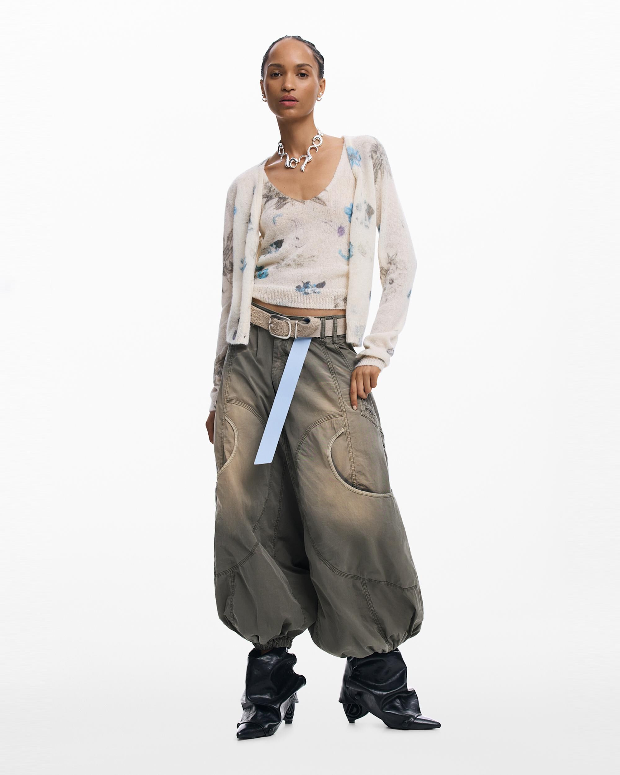 Pantalón de mujer cargo fluido - Desigual - Verde Verde-1
