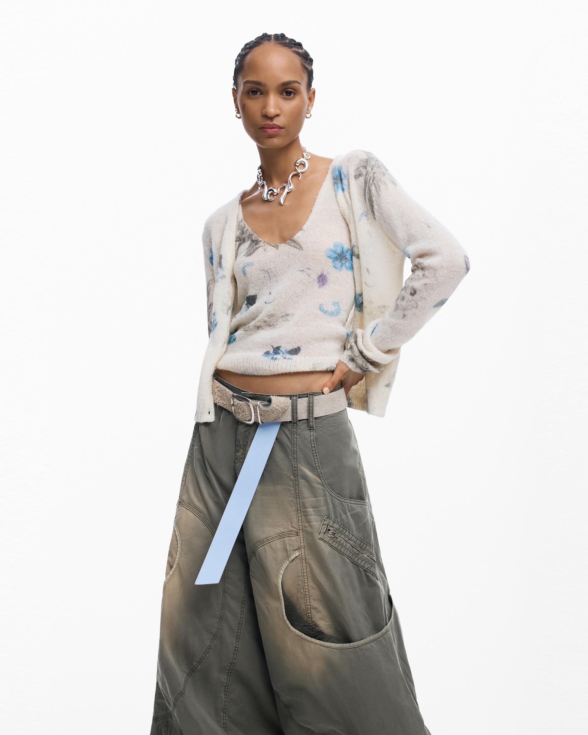 Pantalón de mujer cargo fluido - Desigual - Verde Verde-3
