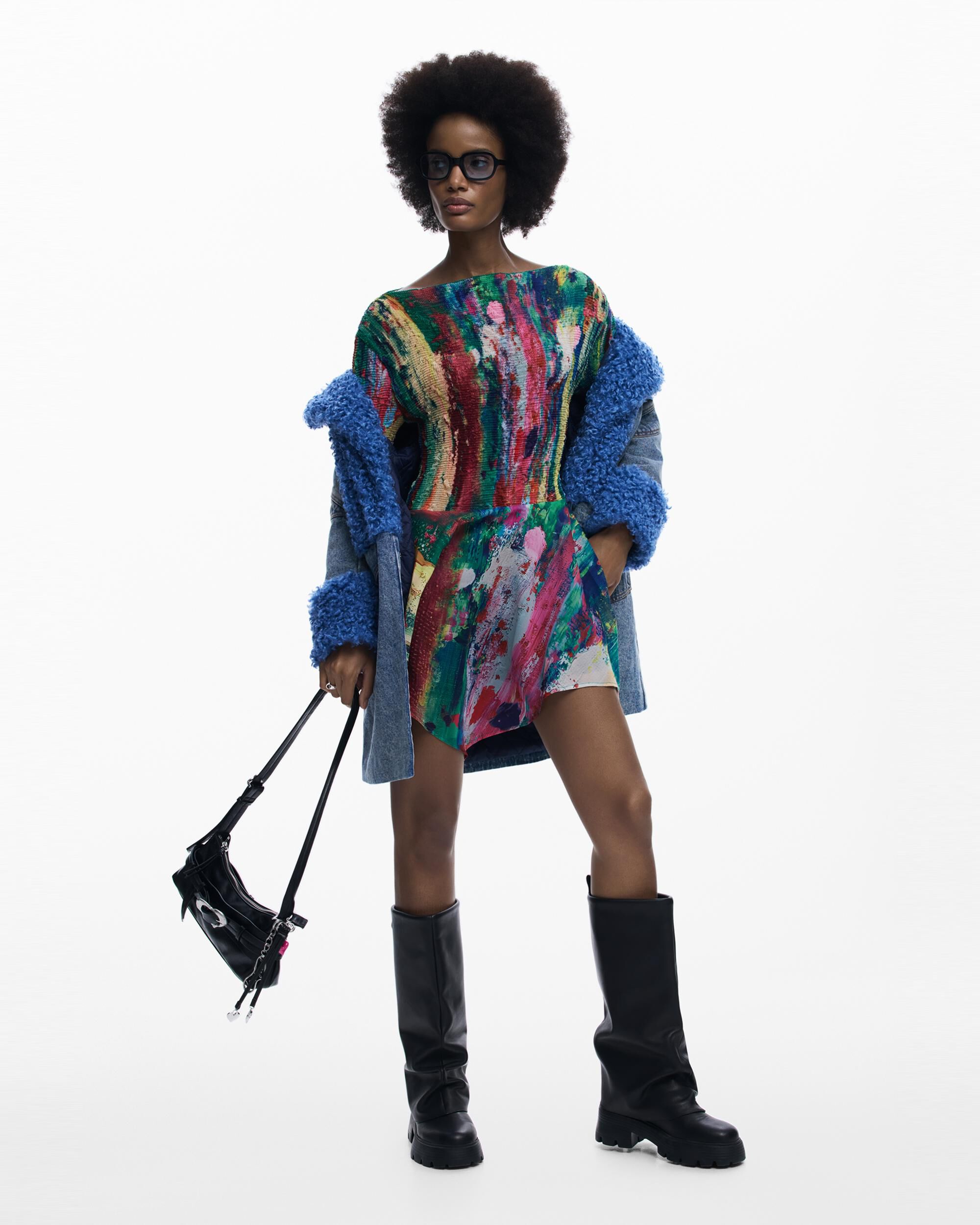 Desigual - Vestido asimétrico fruncido.