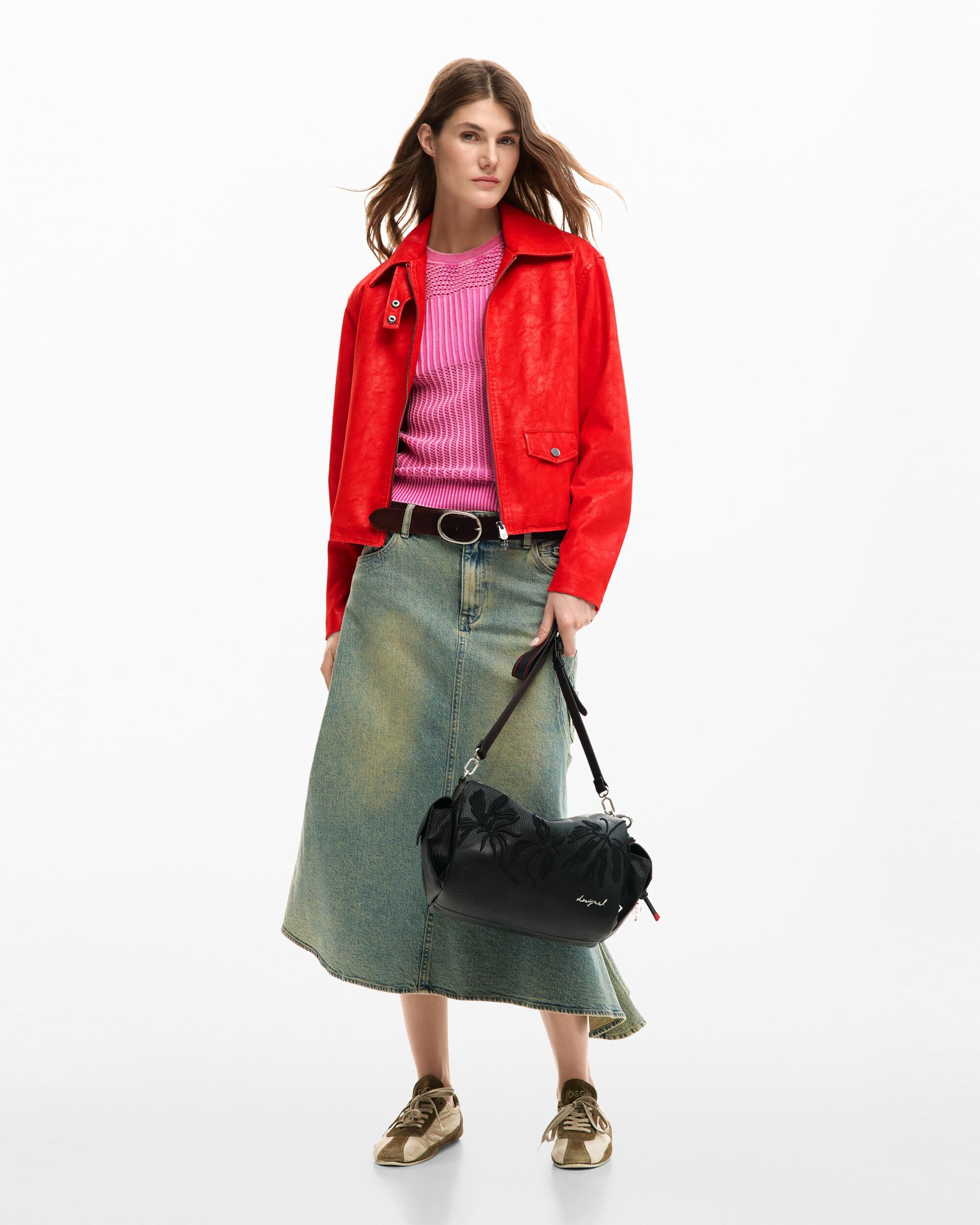 Desigual - Biker de mujer efecto piel roja.