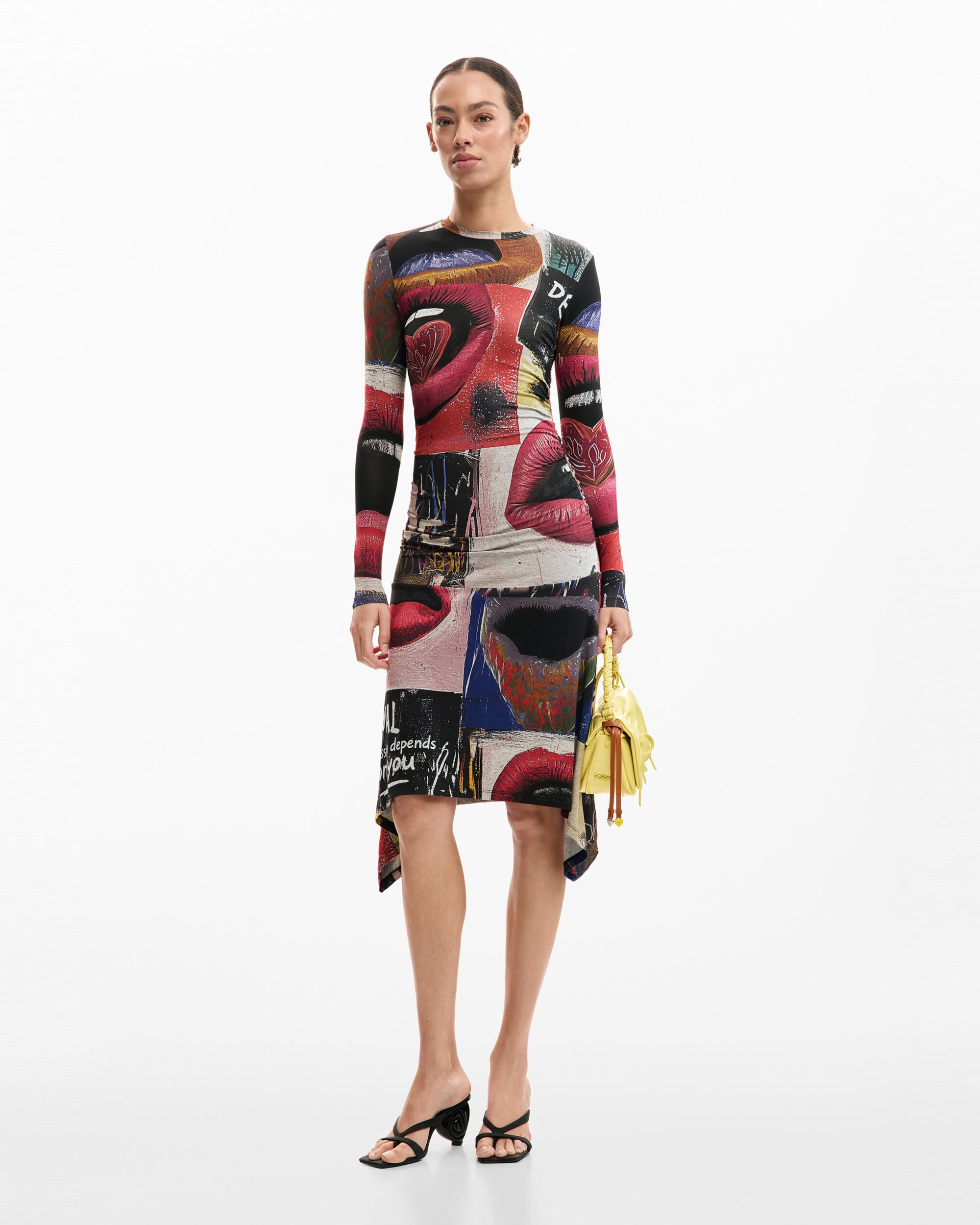 Desigual - Vestido estampado bocas.