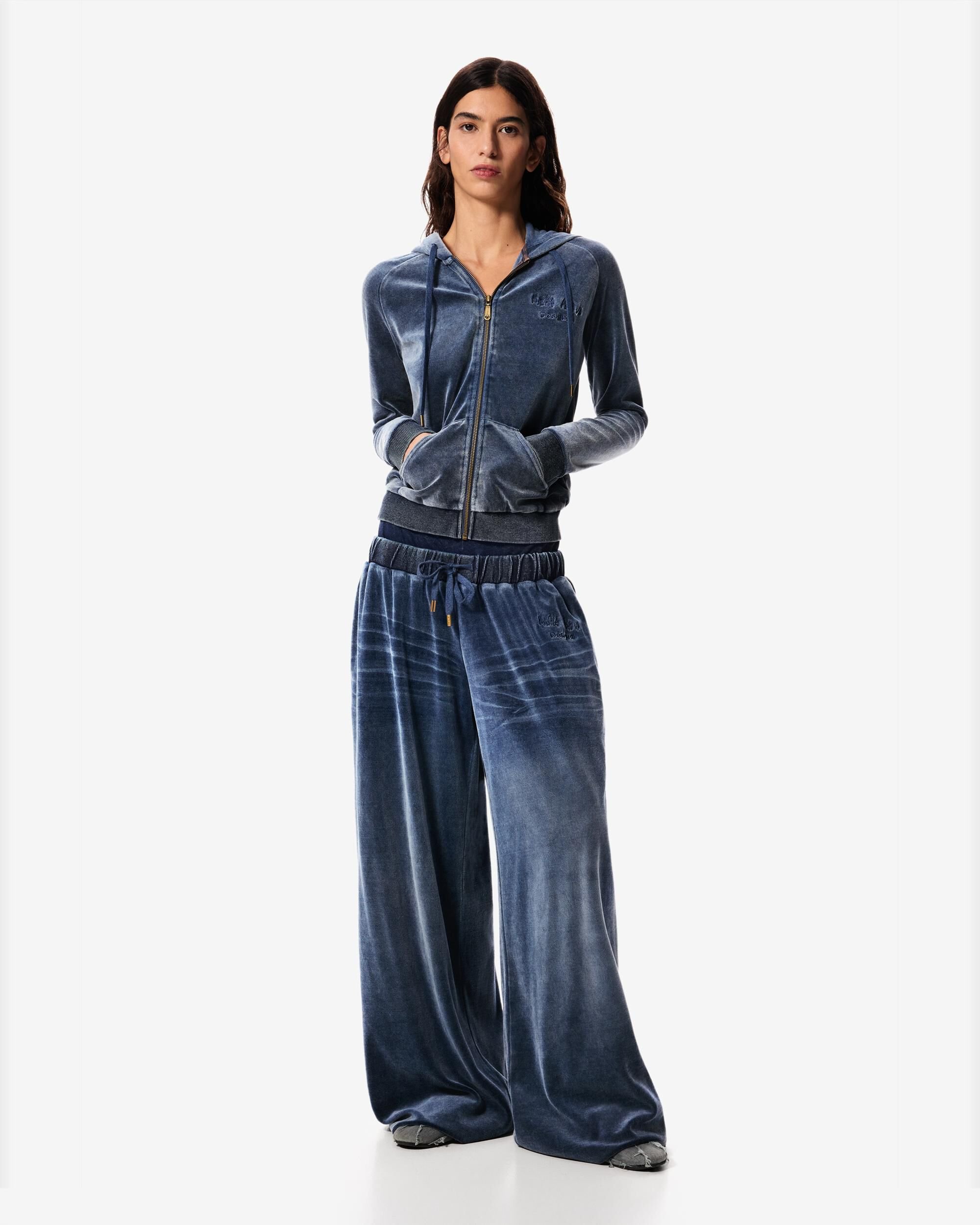 Pantalón Ancho De Mujer Punto Masha Popova - Desigual - Azul índigo Azul índigo-1