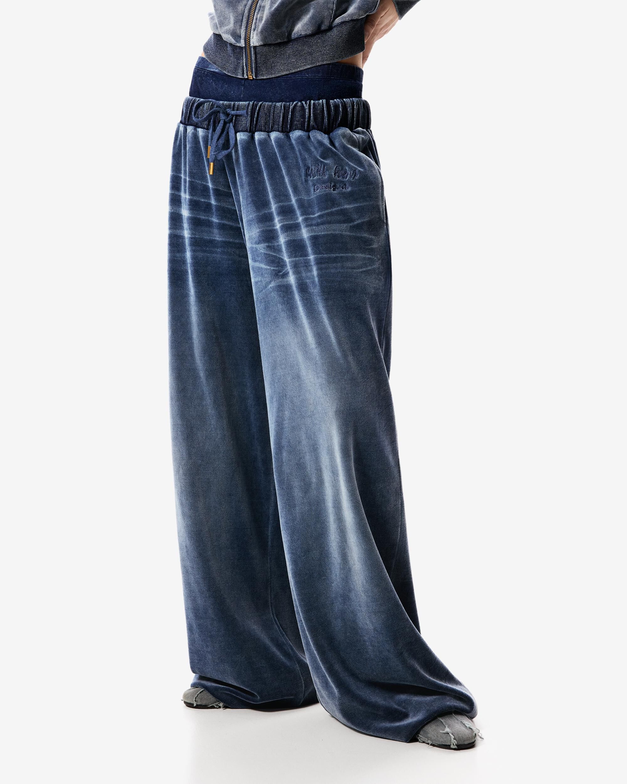 Pantalón Ancho De Mujer Punto Masha Popova - Desigual - Azul índigo Azul índigo-2