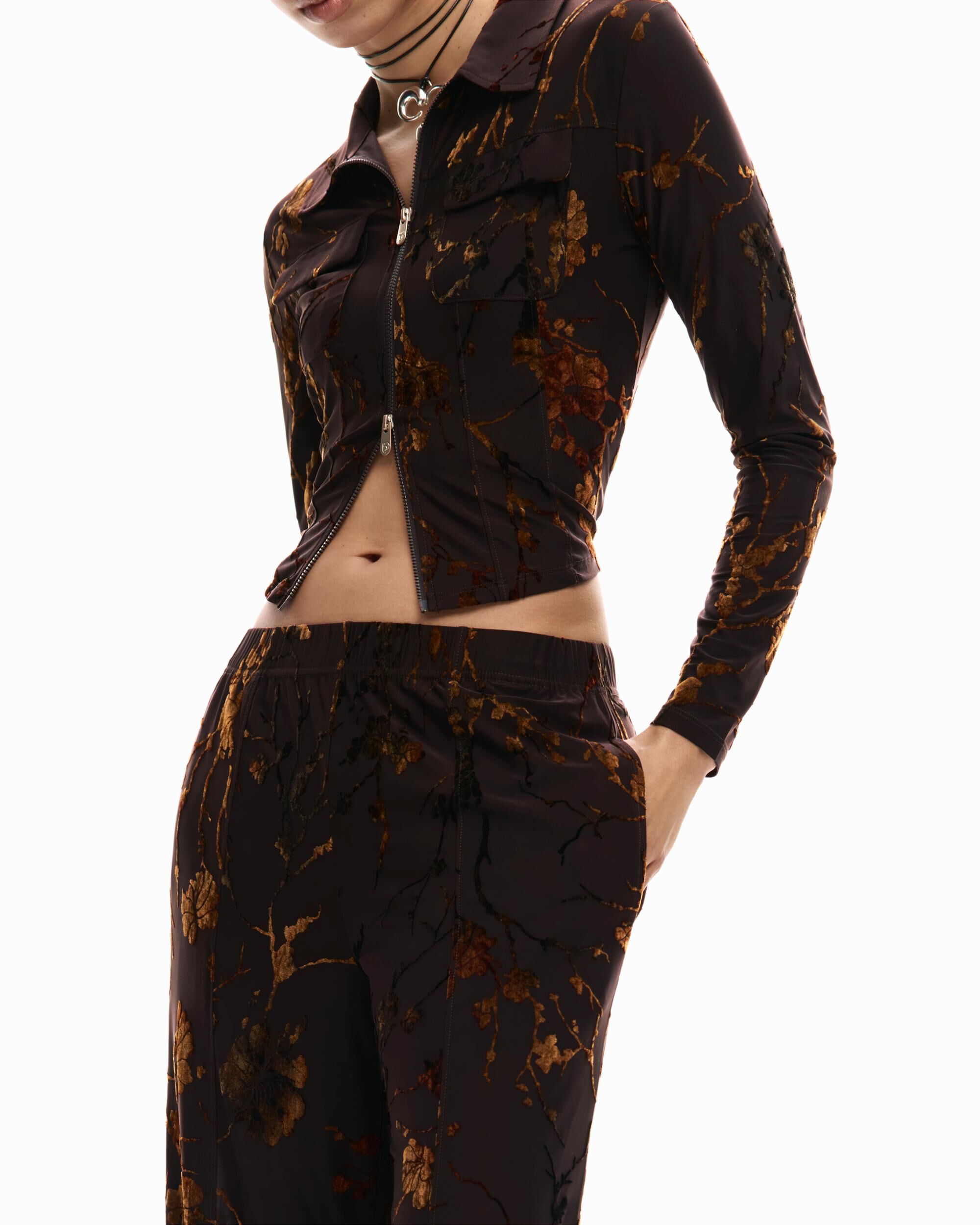 Camiseta de mujer cremallera oriental - Desigual - Marrón Marrón-4