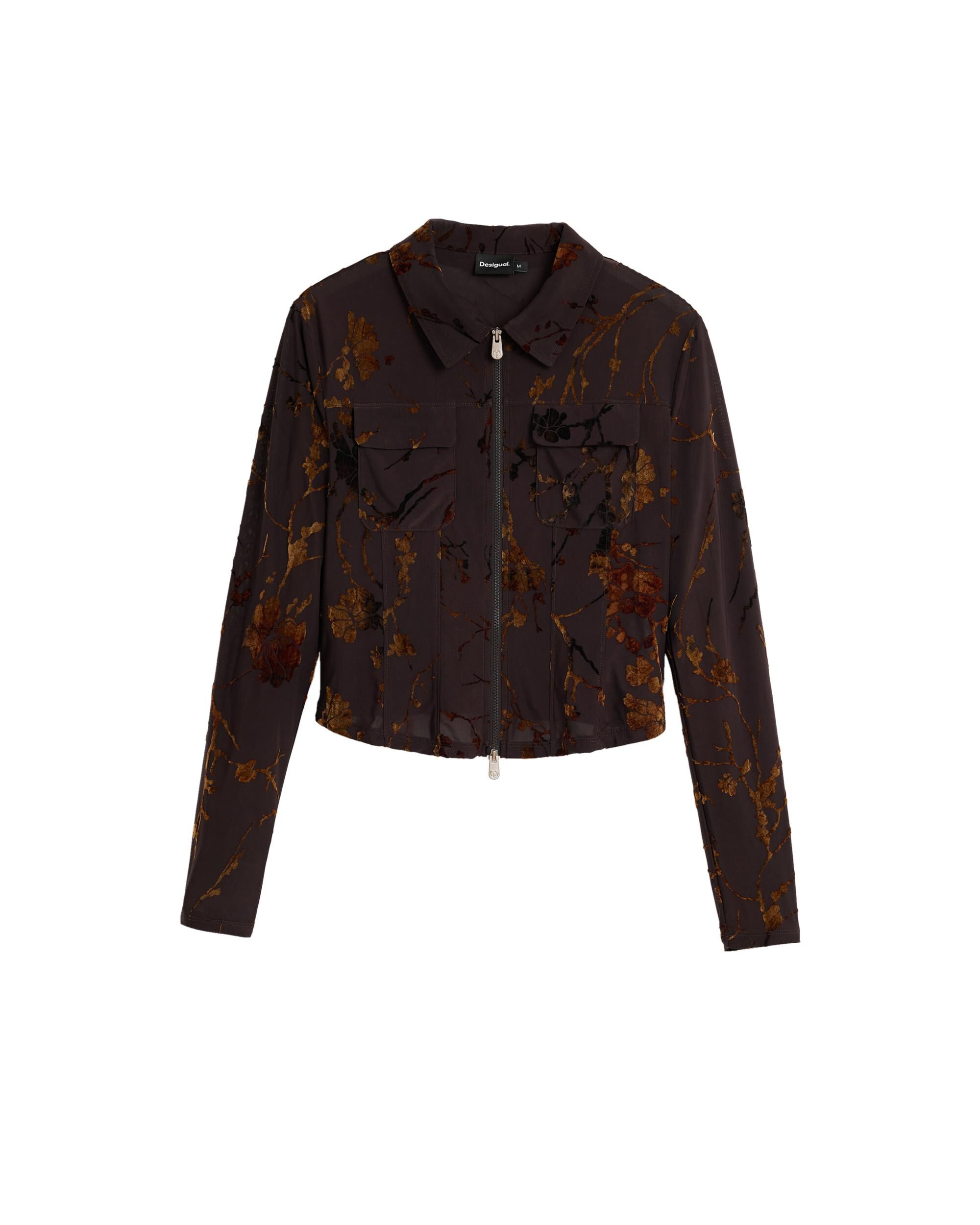 Camisa cremallera flocada - Desigual - Marrón Marrón-6