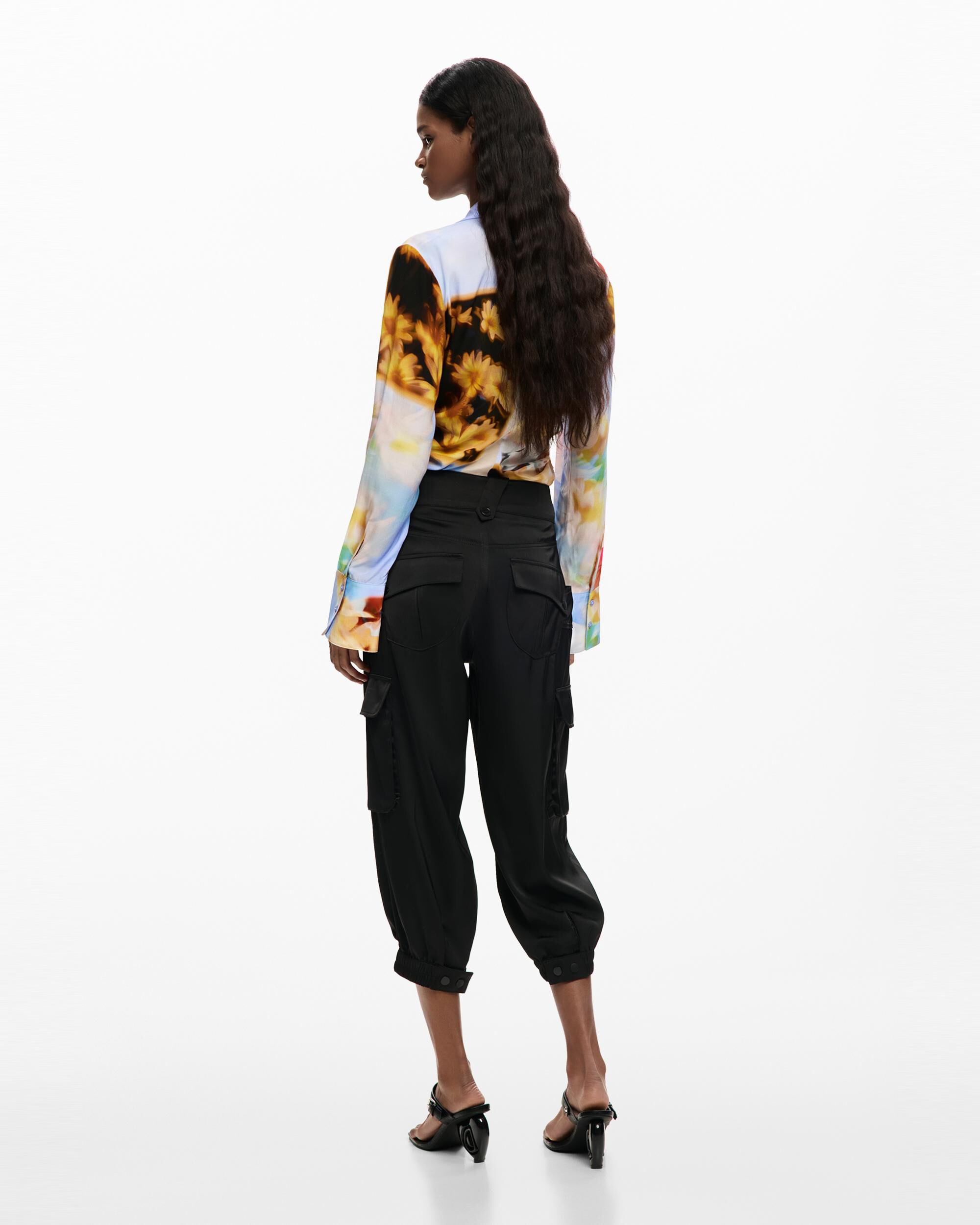 Pantalón capri cargo - Desigual - Negro Negro-3