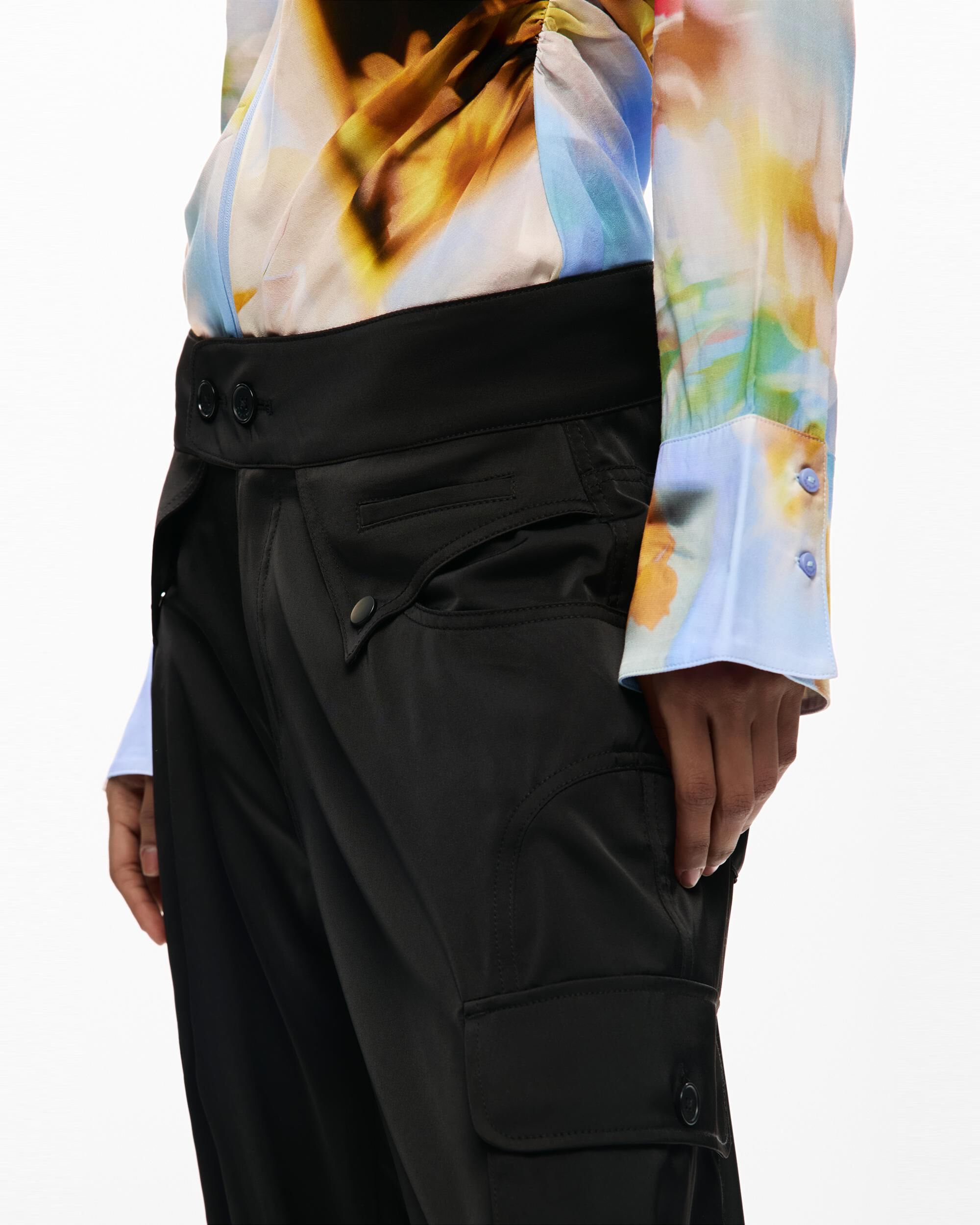 Pantalón capri cargo - Desigual - Negro Negro-5