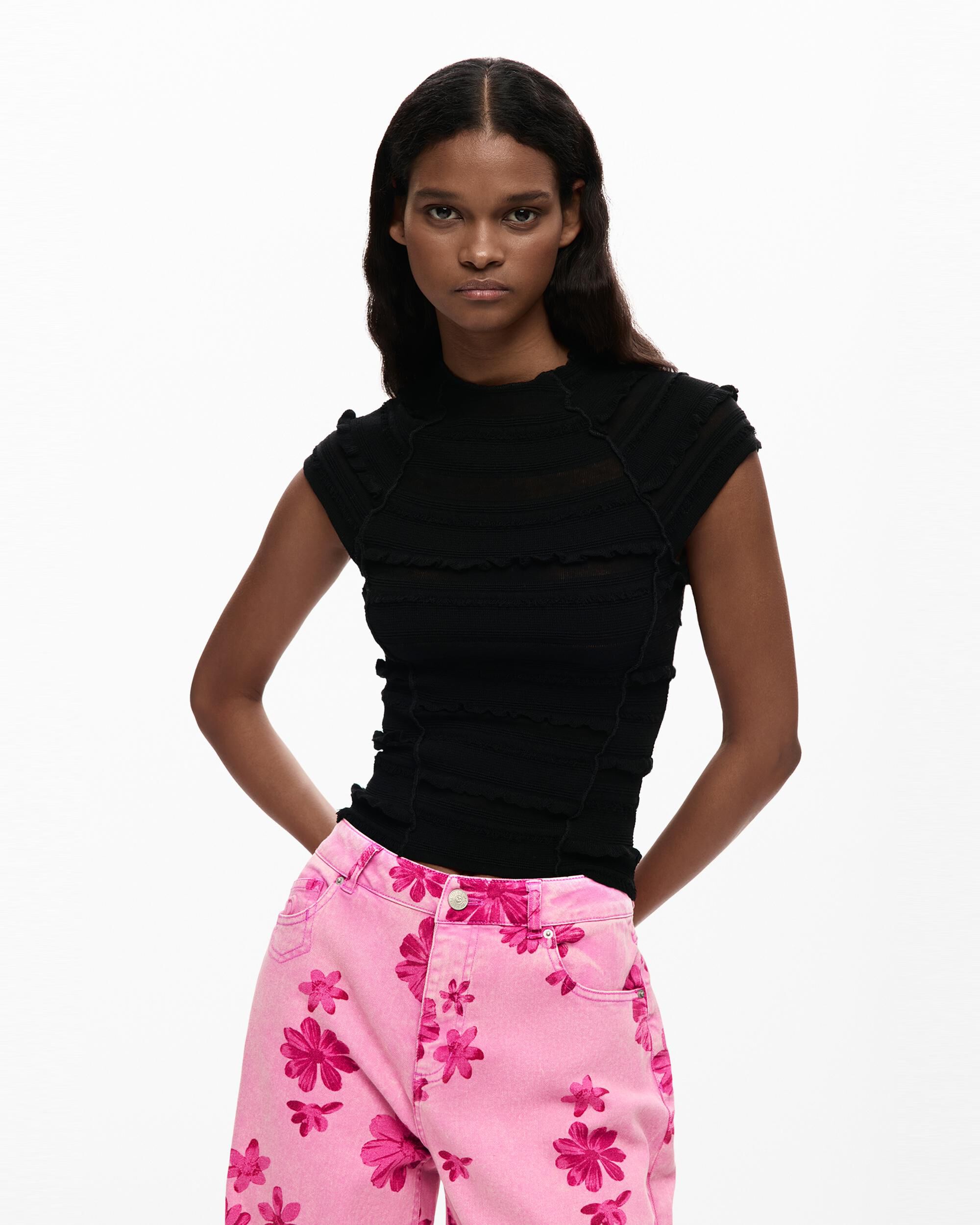 Desigual - Camiseta de mujer manga corta básica.